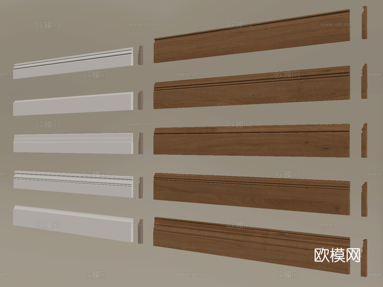现代踢脚线 实木地脚线 角线 腰线su模型