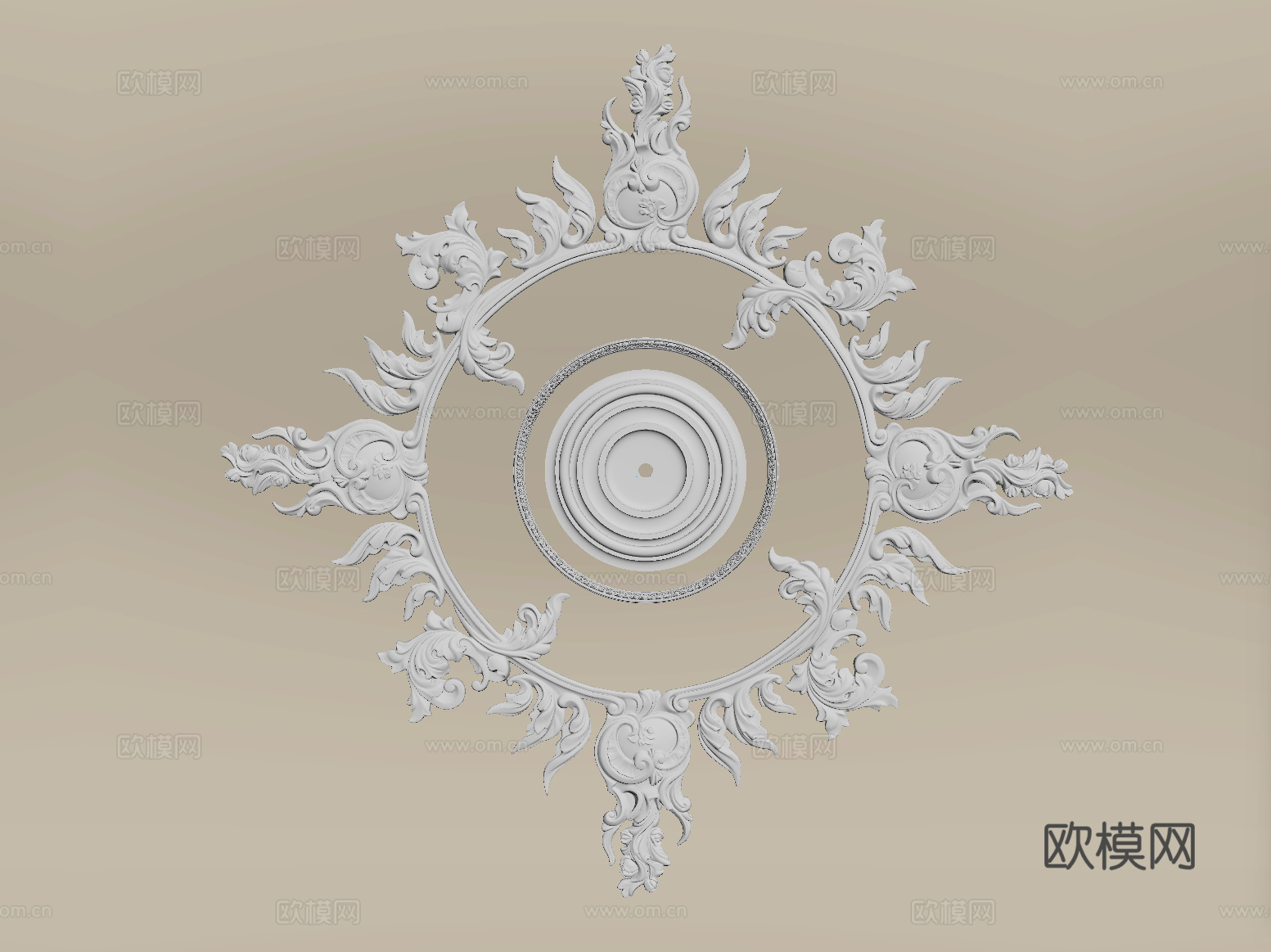 法式雕花灯盘 石膏构件su模型