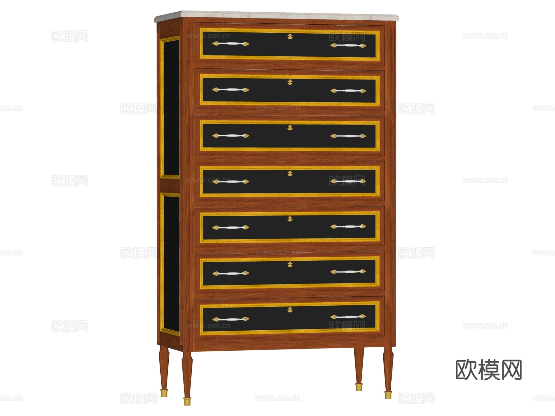 复古中古欧式边柜斗柜装饰柜储物柜su模型