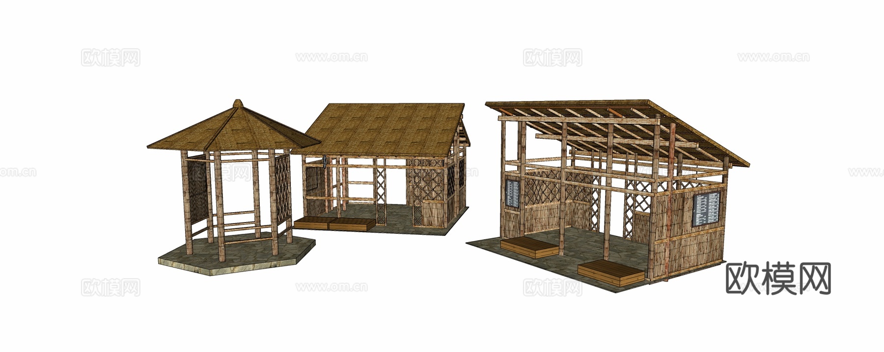 凉亭su模型