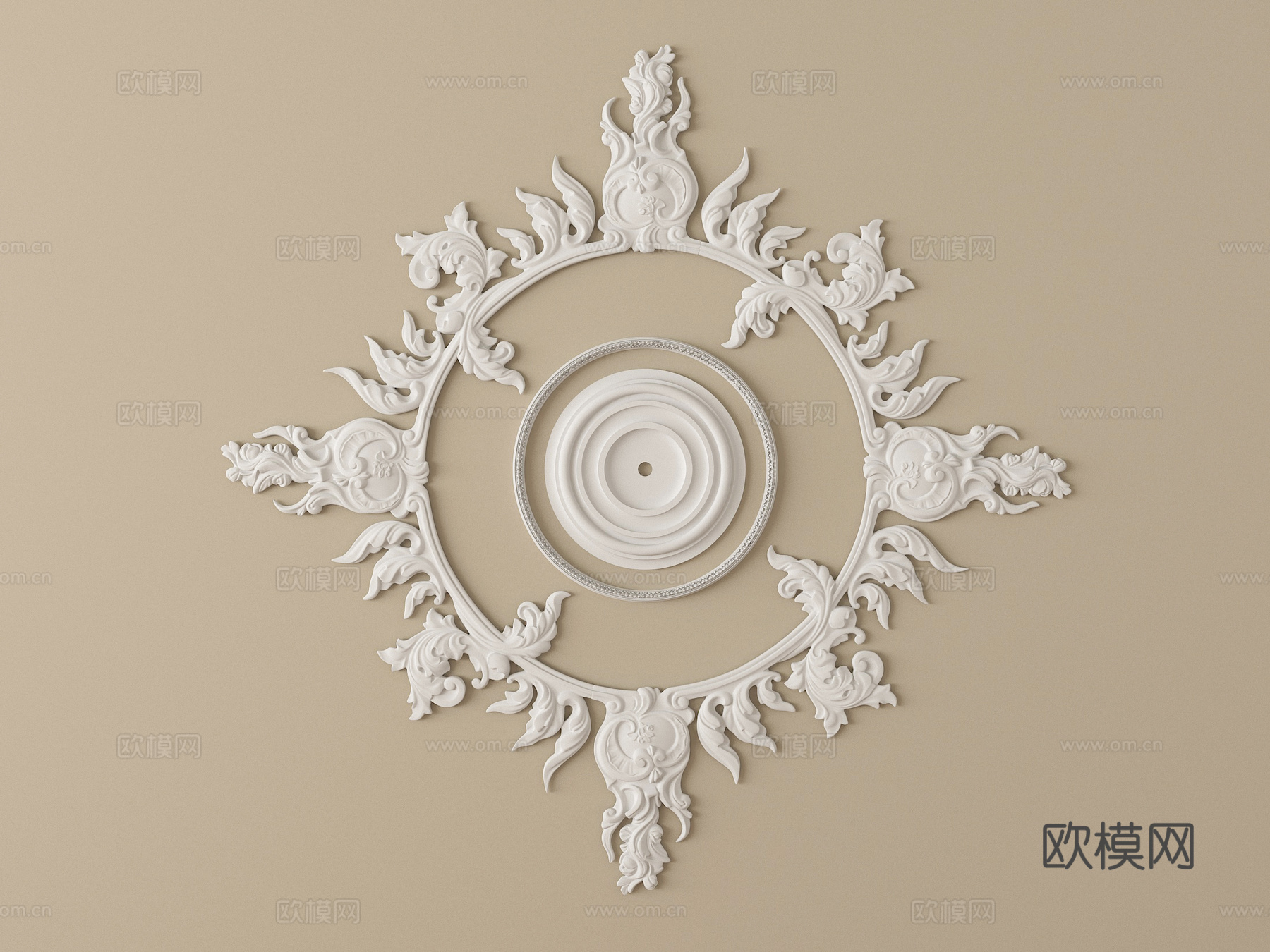 法式雕花灯盘 石膏构件su模型