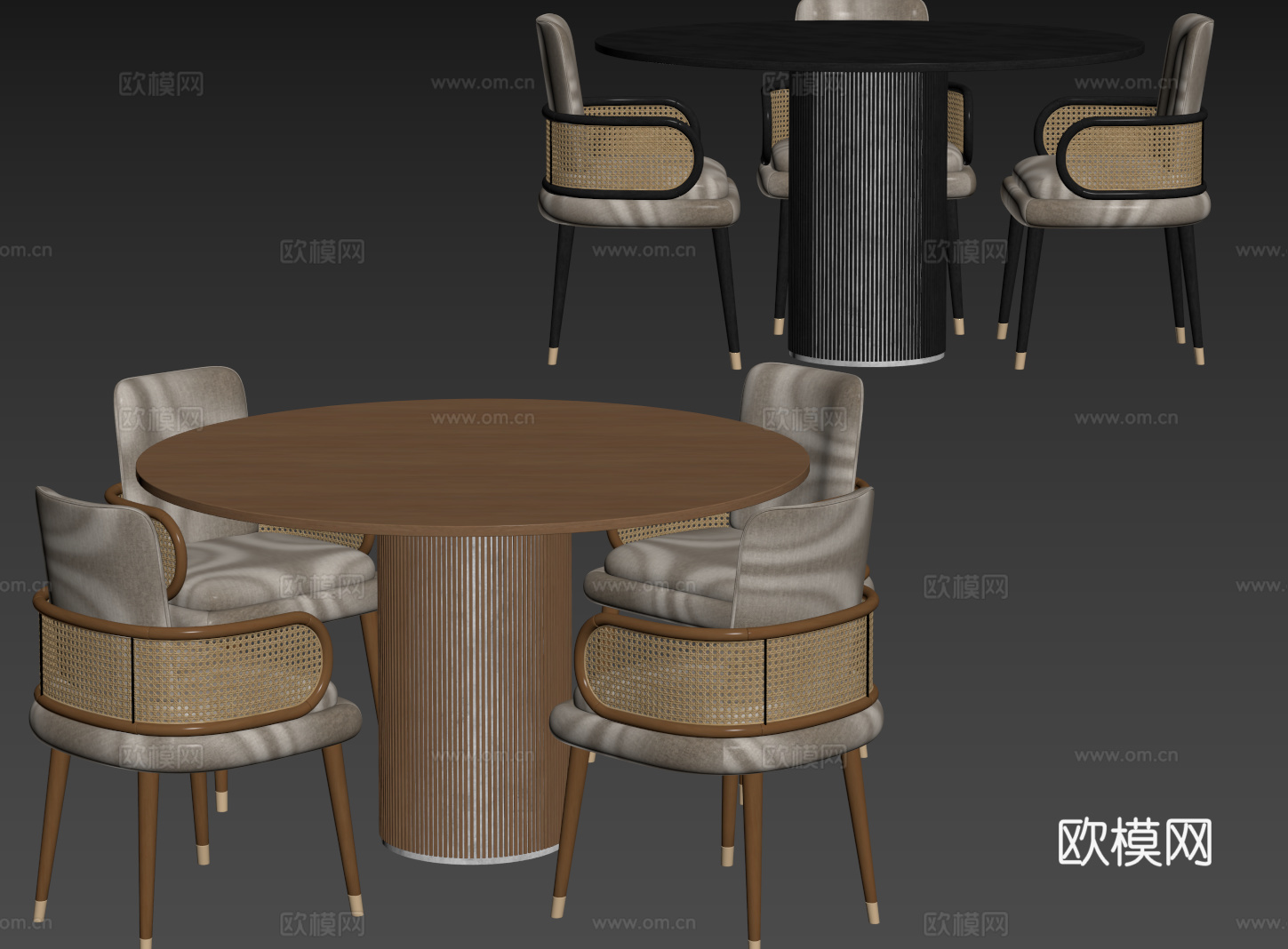 中古桌椅组合 圆形餐桌 洽谈桌椅 圆桌 休闲桌椅su模型