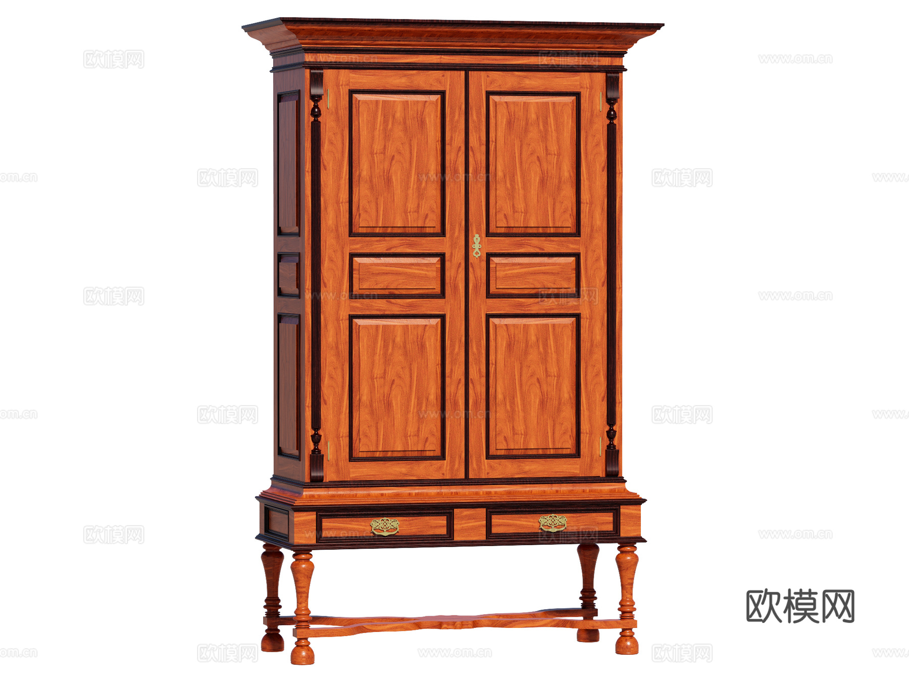 中古侘寂复古边柜装饰柜储物柜su模型