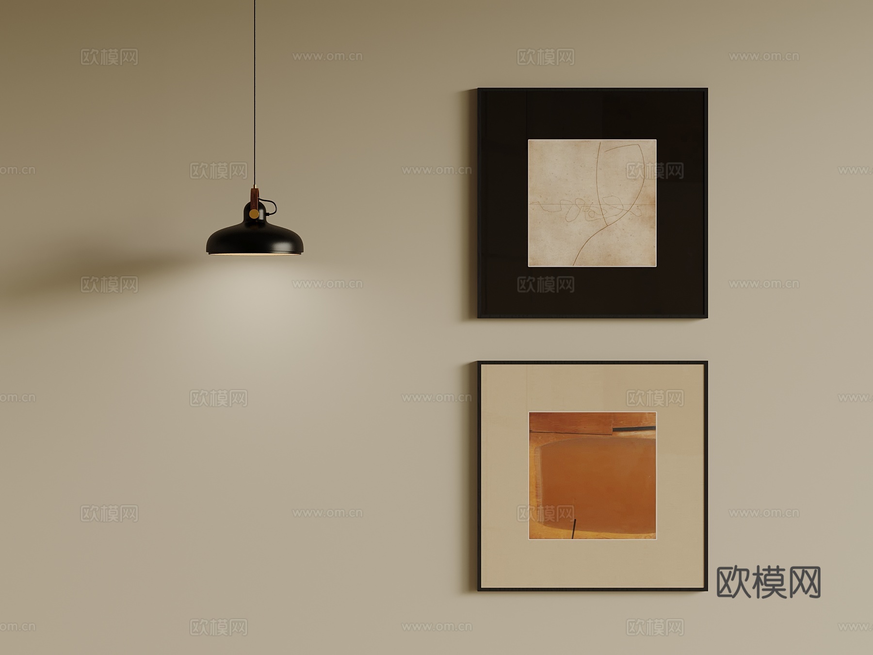 现代装饰画  中古风装饰画su模型