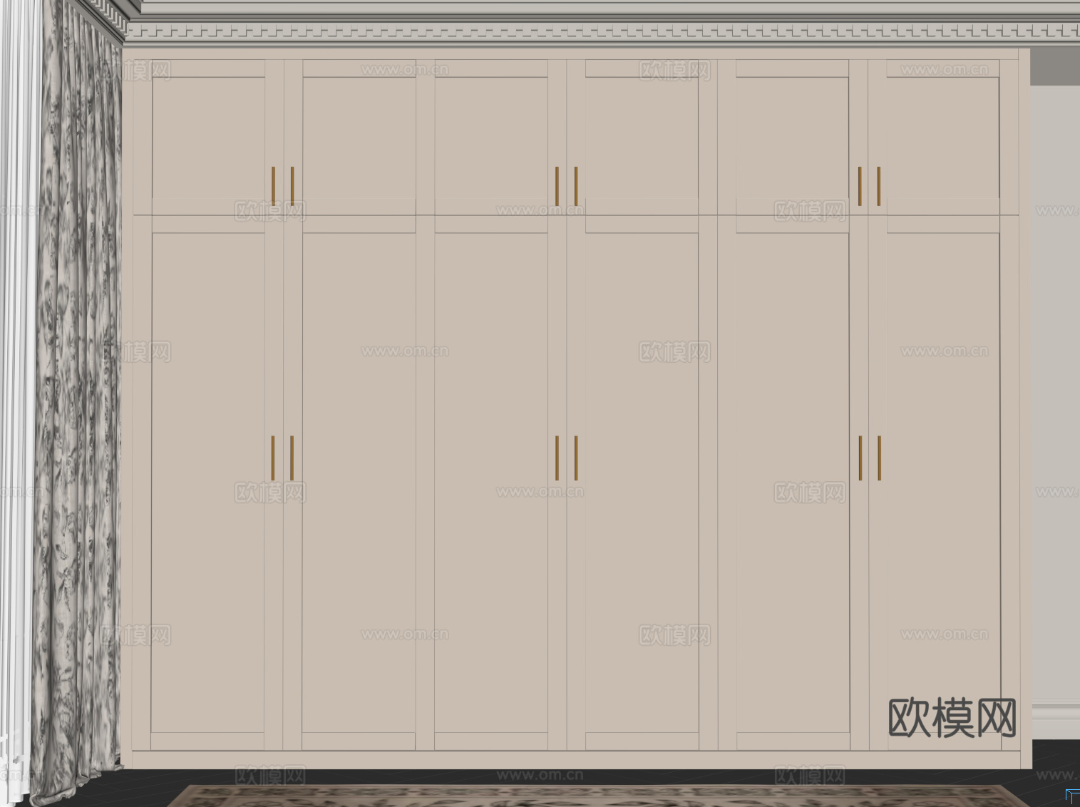 法式衣柜 成品衣柜su模型