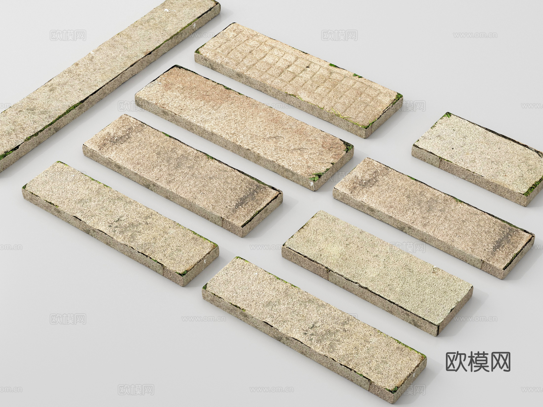 现代汀步 景观汀步 石板路 石板su模型