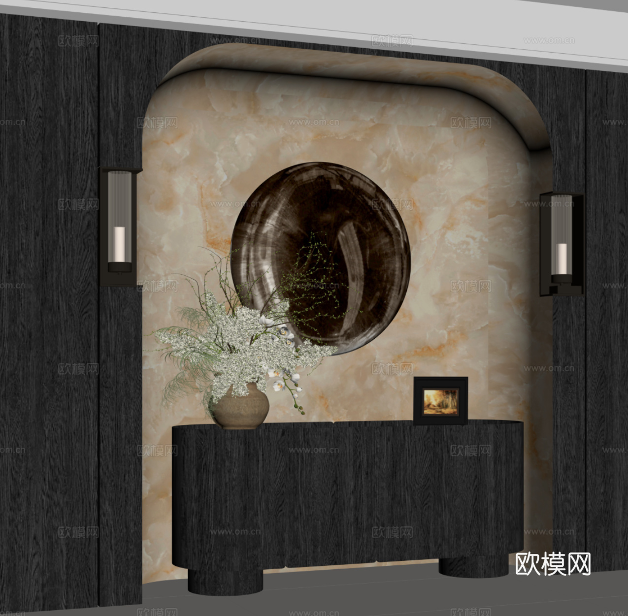 现代端景柜 边柜 端景墙su模型