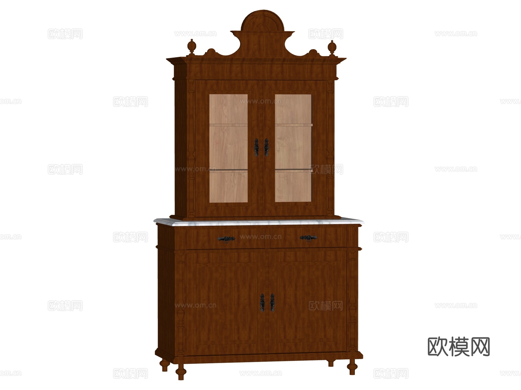 复古欧式边柜装饰柜储物柜su模型