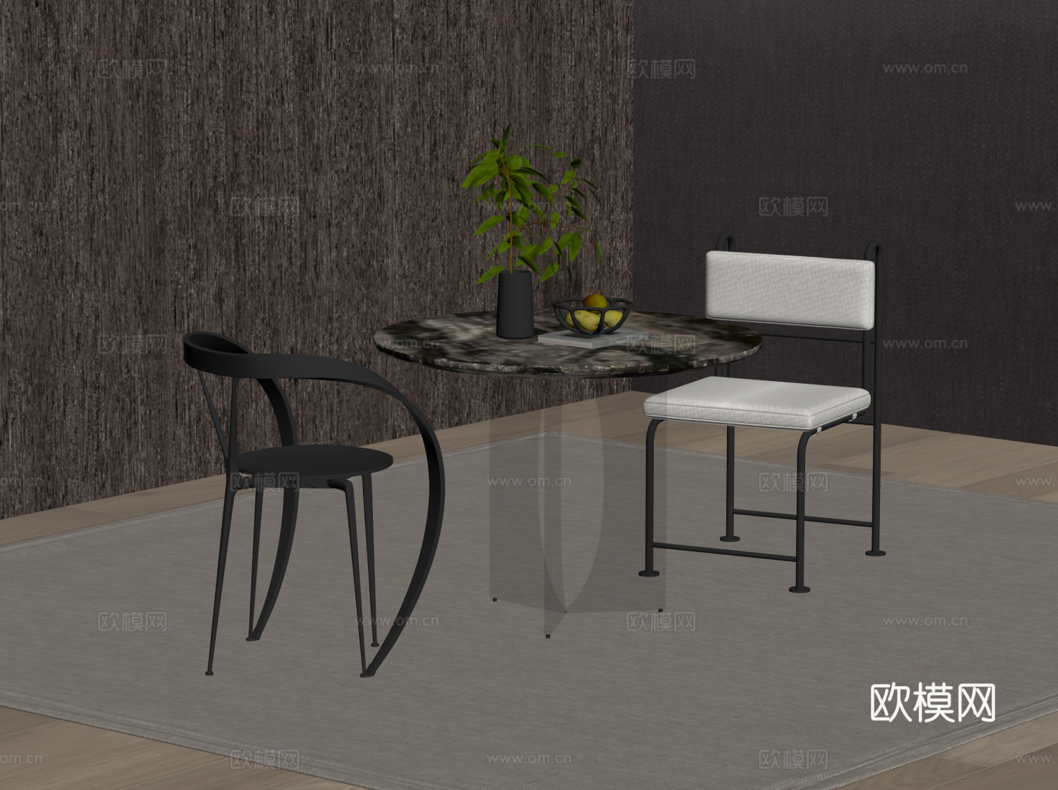现代洽谈桌椅 休闲桌椅su模型