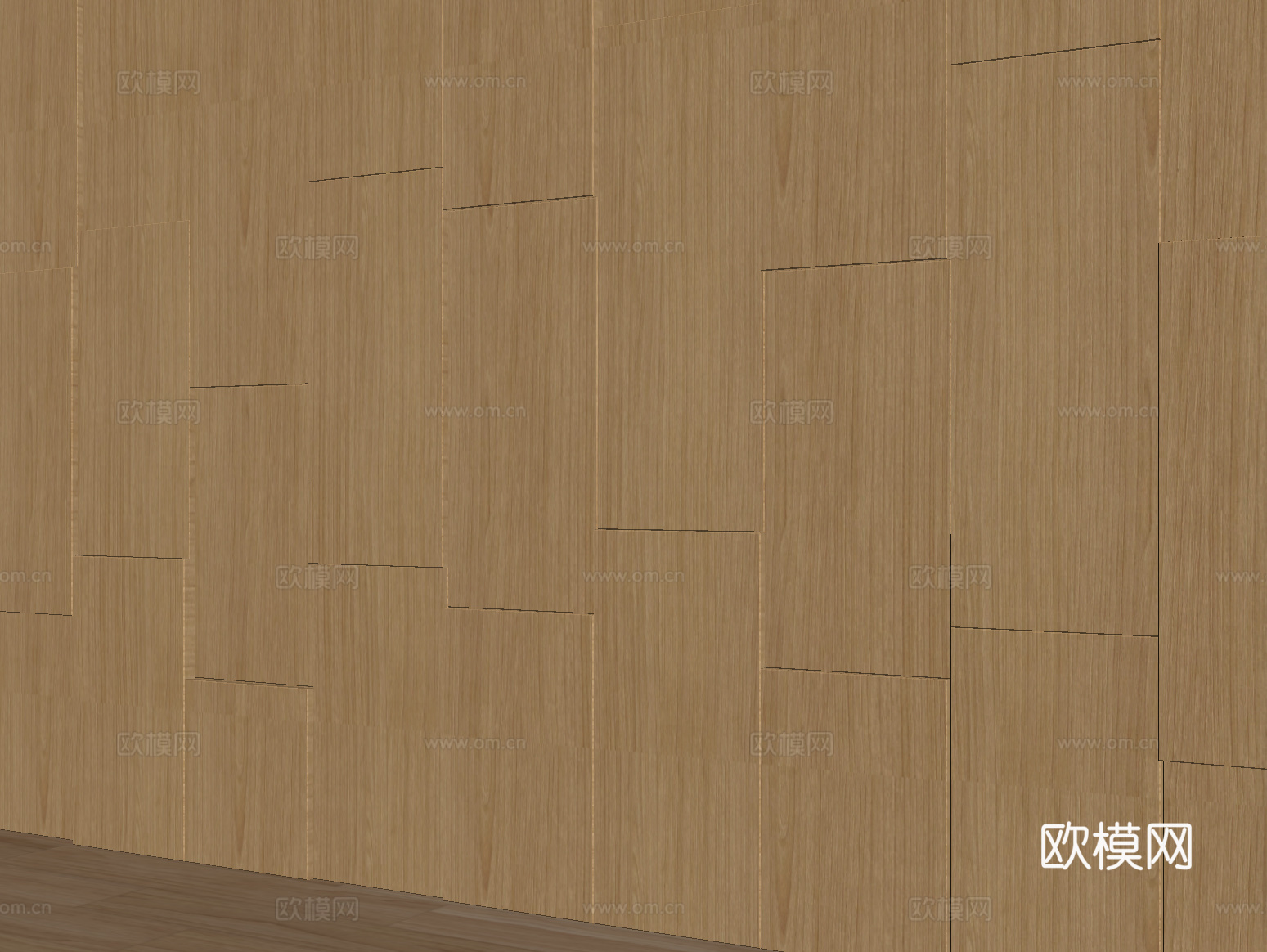 现代木饰面背景墙 客厅背景墙su模型