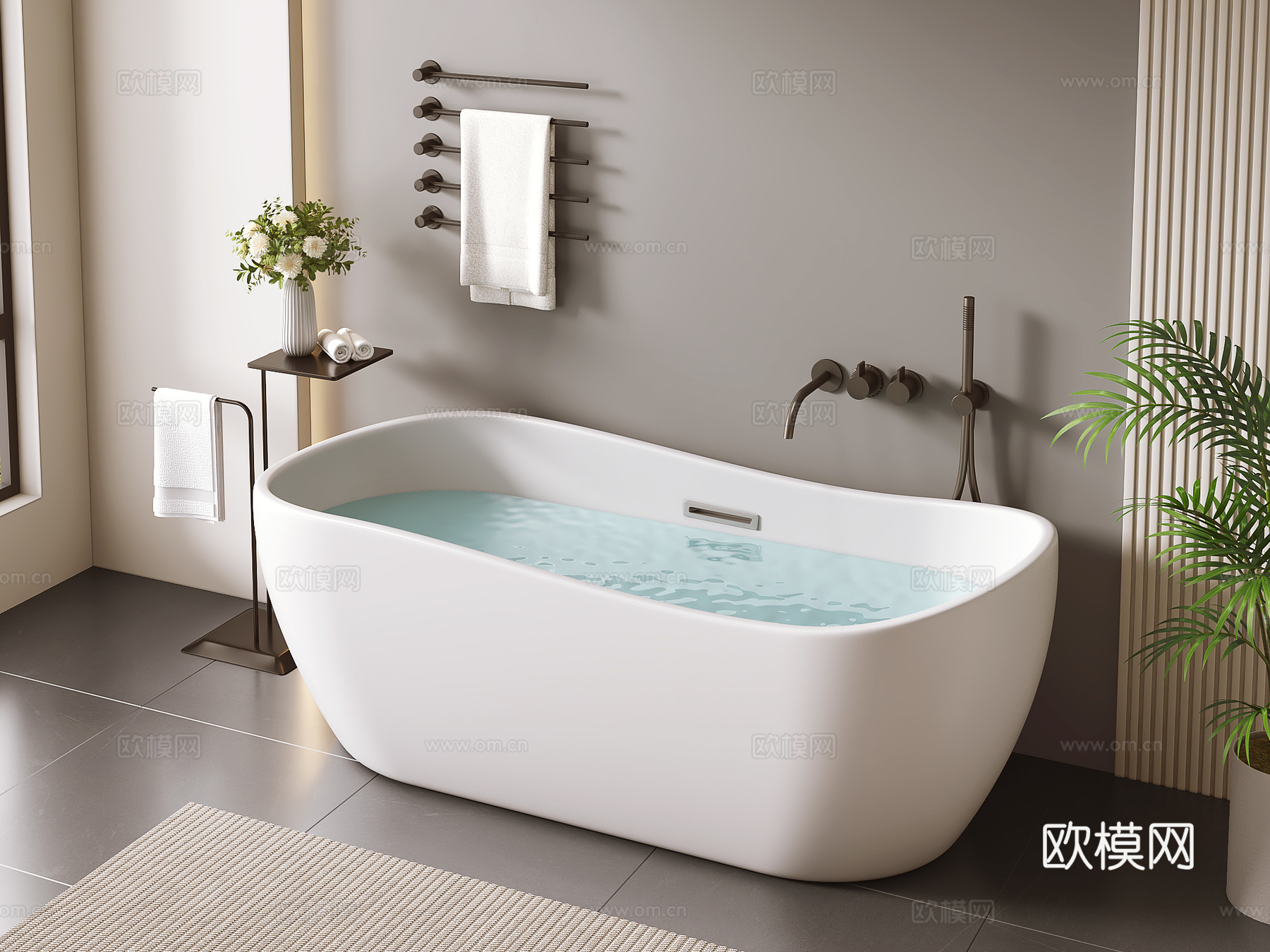 现代浴缸su模型