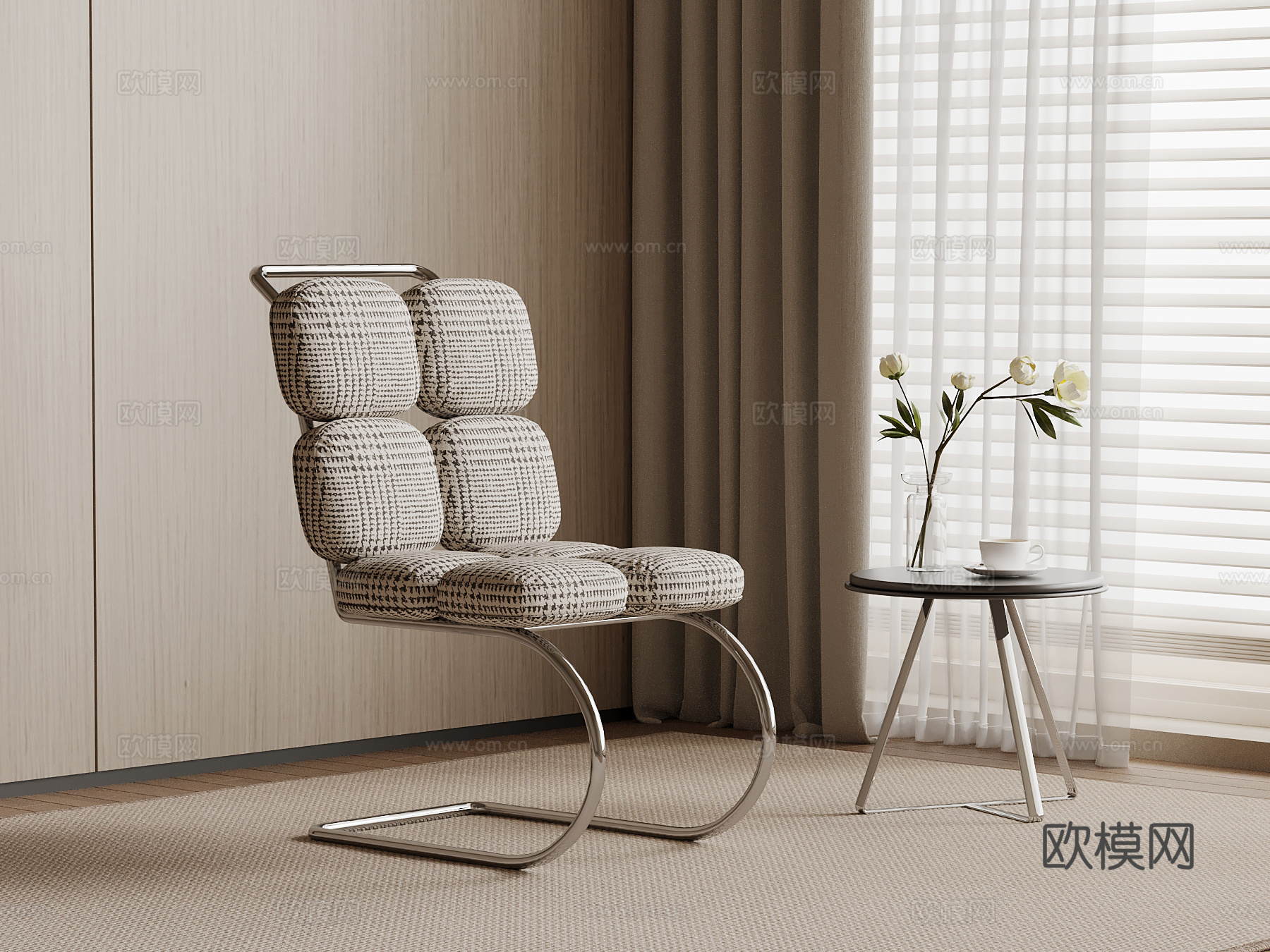 现代休闲椅 餐椅 边几su模型