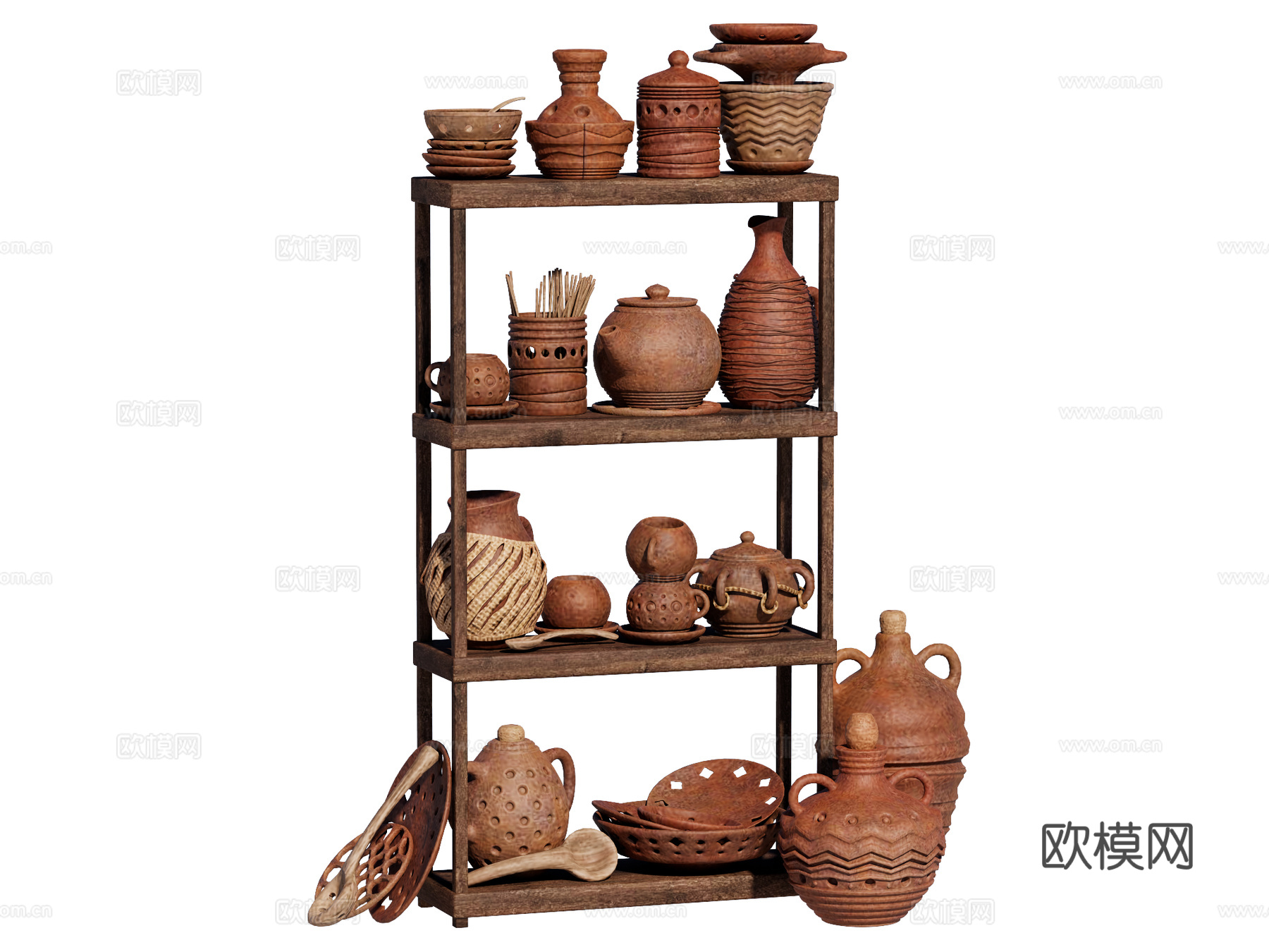 侘寂复古置物架su模型