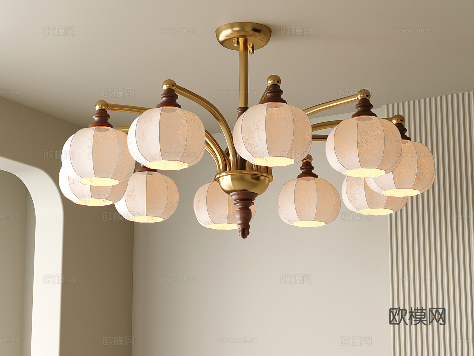 法式吊灯 中古客厅吊灯 复古吊灯3d模型