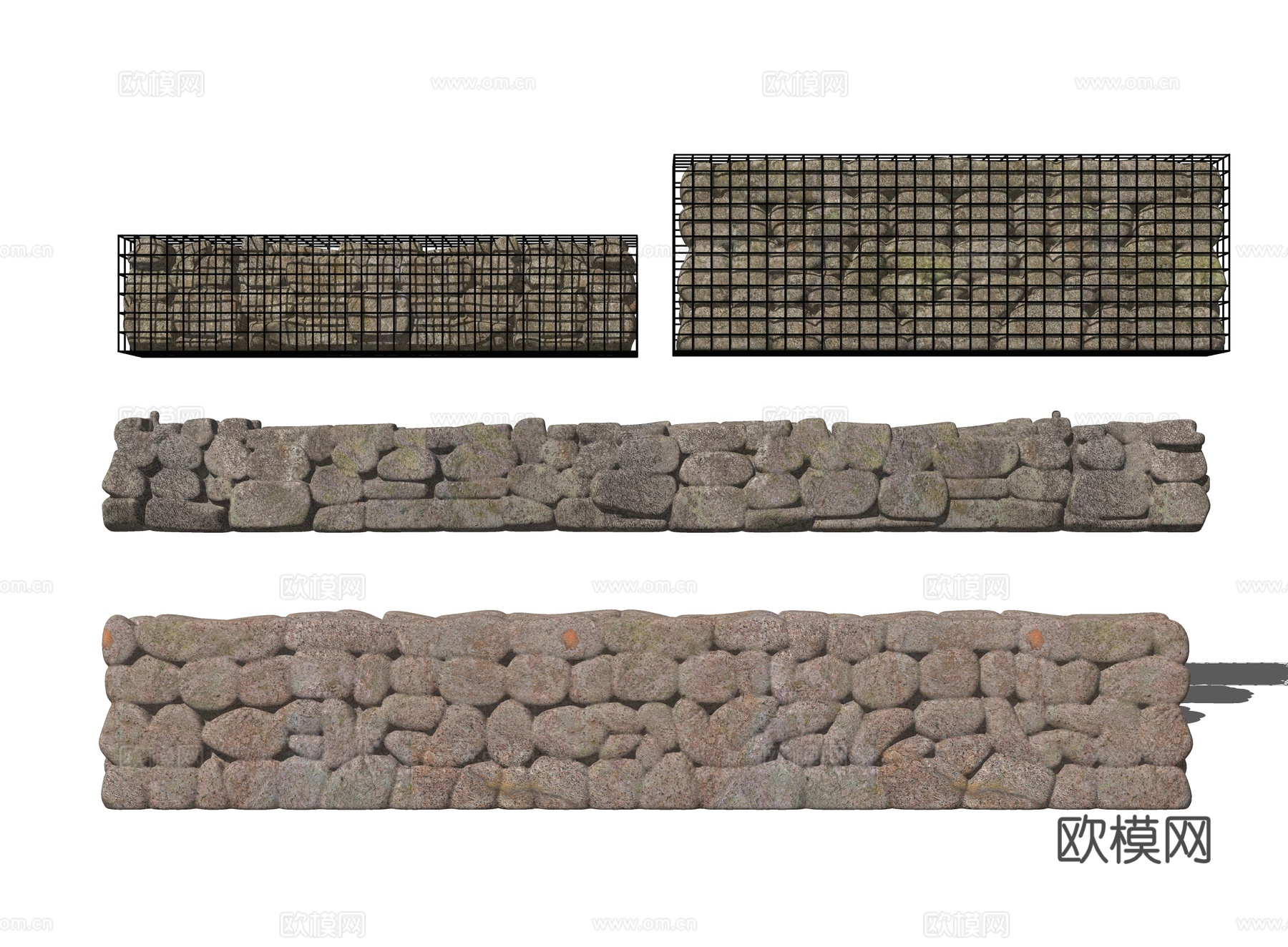 挡土墙 景观石挡墙 块石挡土墙 石笼 石笼挡墙 景观石墙 垒su模型