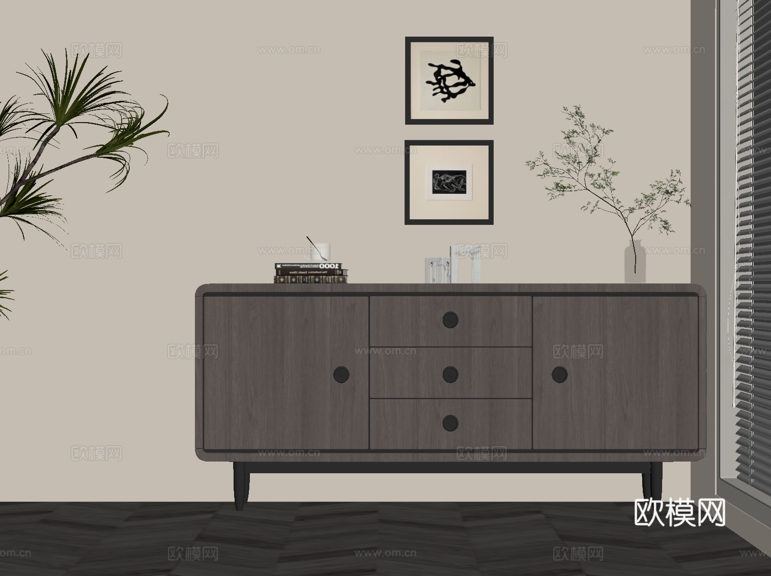 意式玄关柜 边柜 矮柜su模型