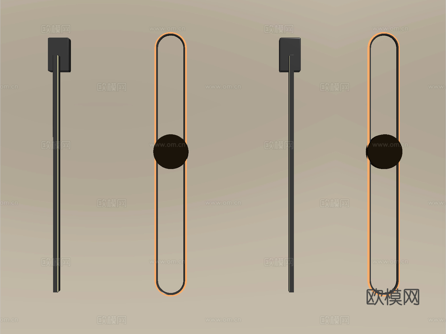 现代壁灯 金属壁灯 长条壁灯su模型