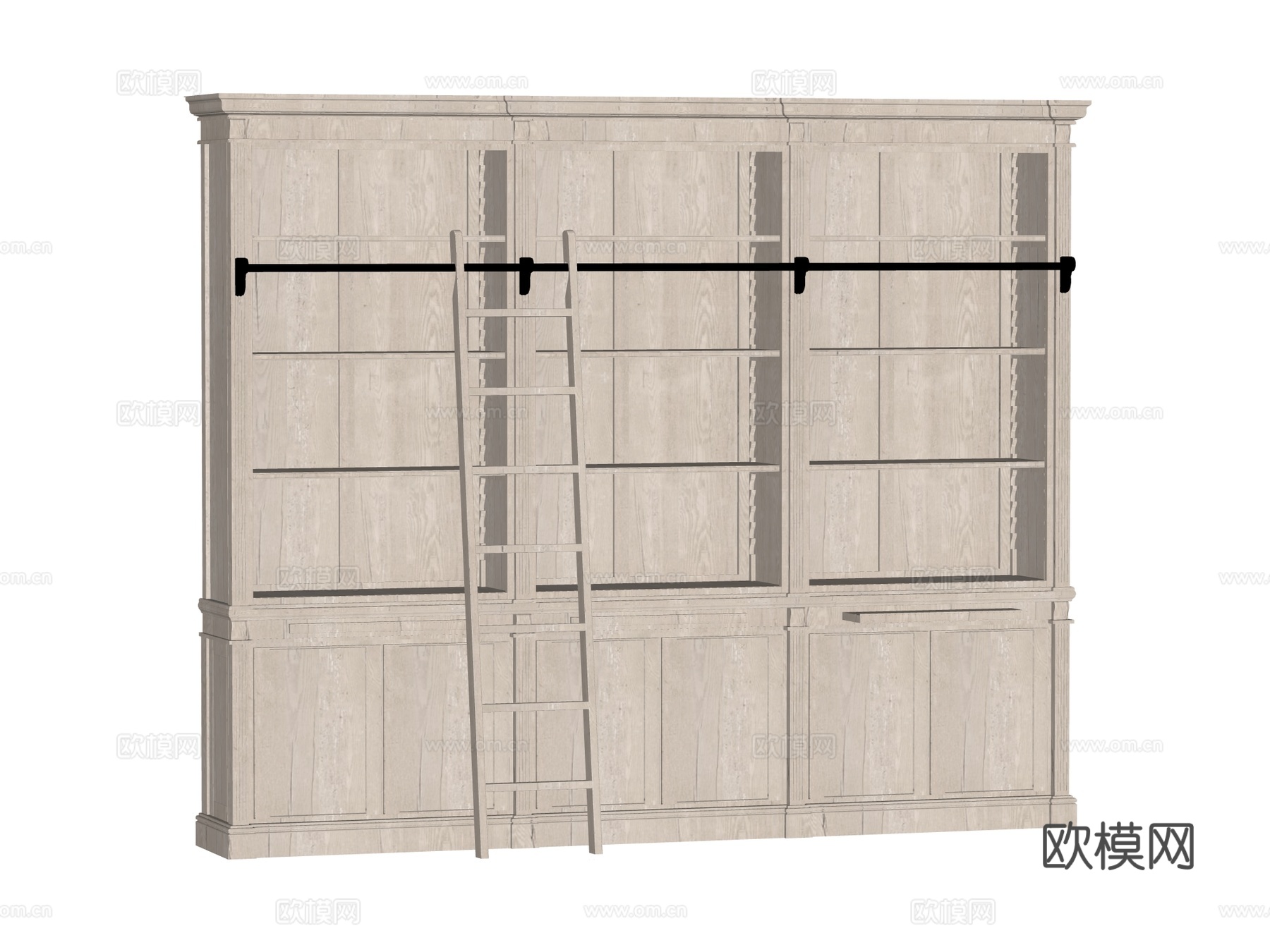 复古欧式美式书柜书架装饰柜su模型