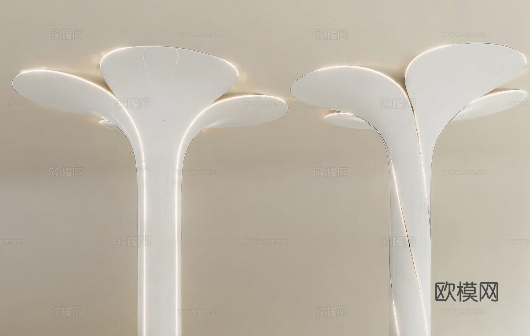 现代简约艺术落装饰灯 商场灯光构件 花瓣造型 流线型灯体 大su模型