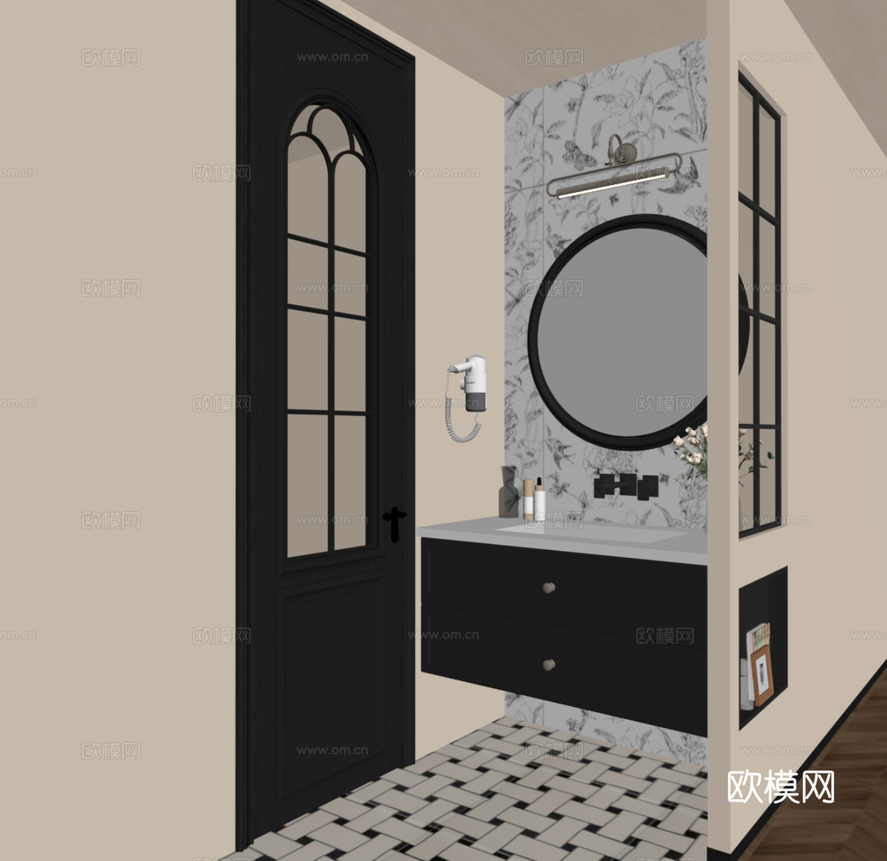 法式卫生间 卫生间干区su模型