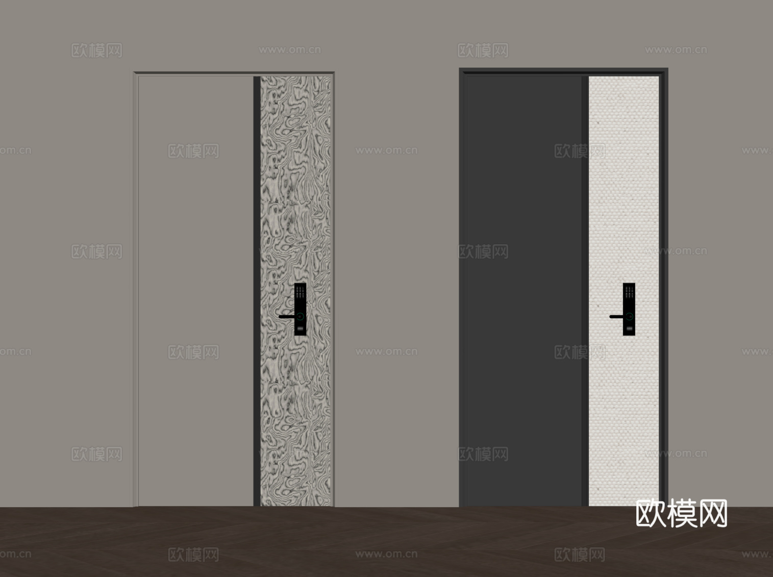 现代子母门 单开门 防盗门 入户门su模型