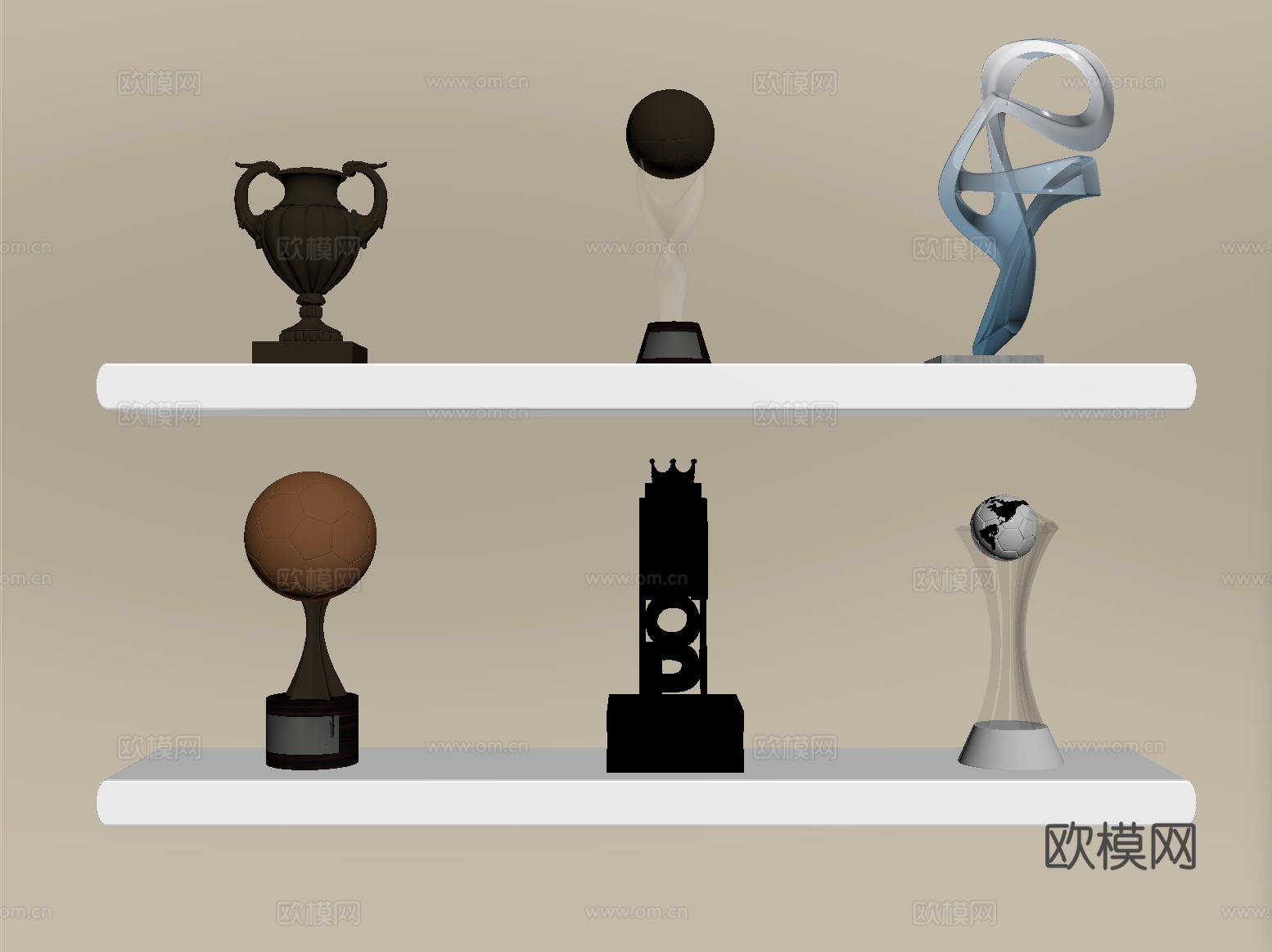 现代奖杯 摆件su模型