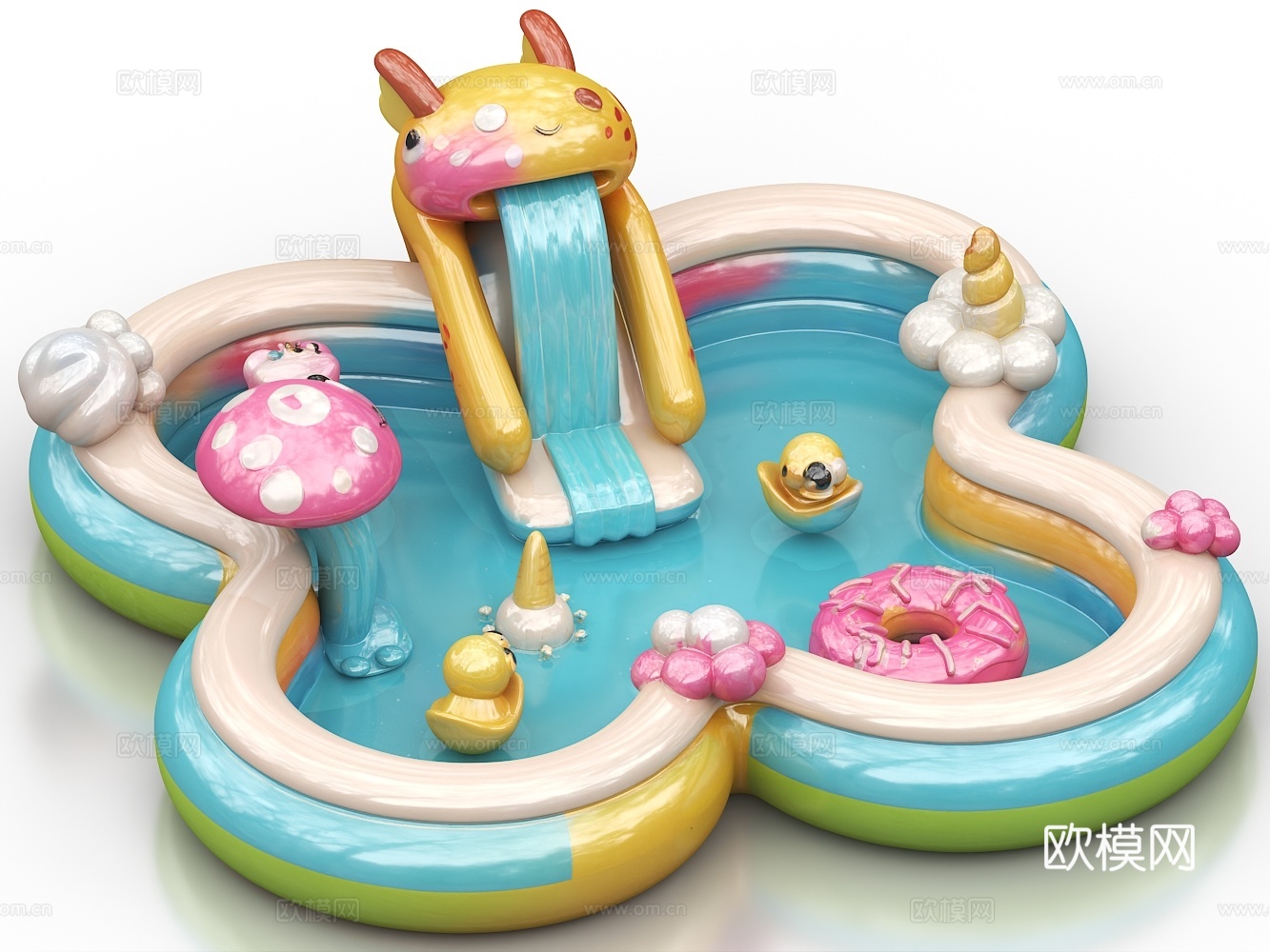 游泳池 儿童泳池 充气游泳池 水上玩具 儿童玩具 橡胶游泳池免费3d模型下载