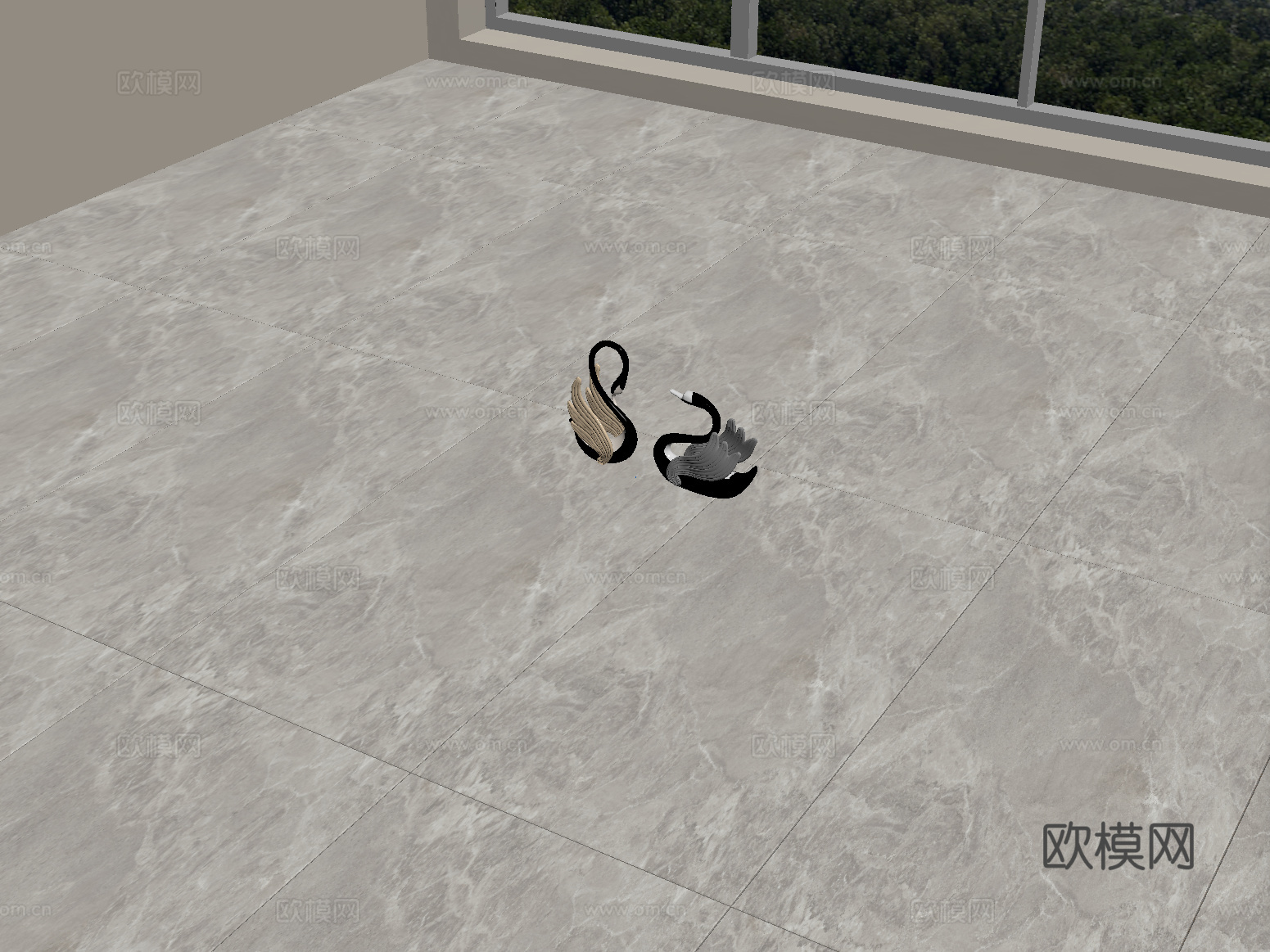 现代地砖 瓷砖 柔光砖su模型