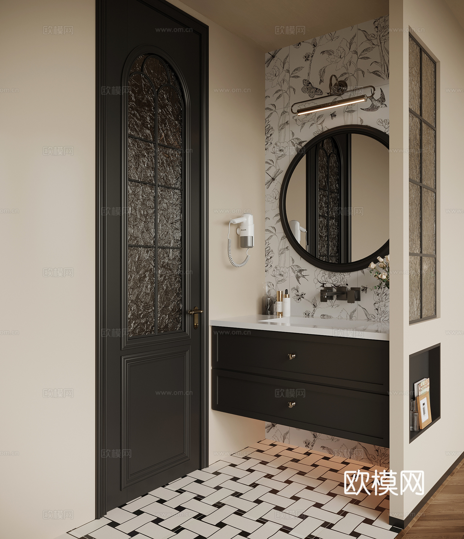 法式卫生间 卫生间干区su模型