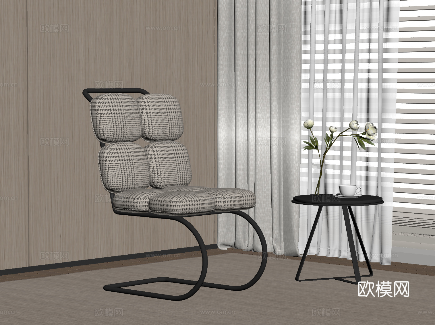现代休闲椅 餐椅 边几su模型