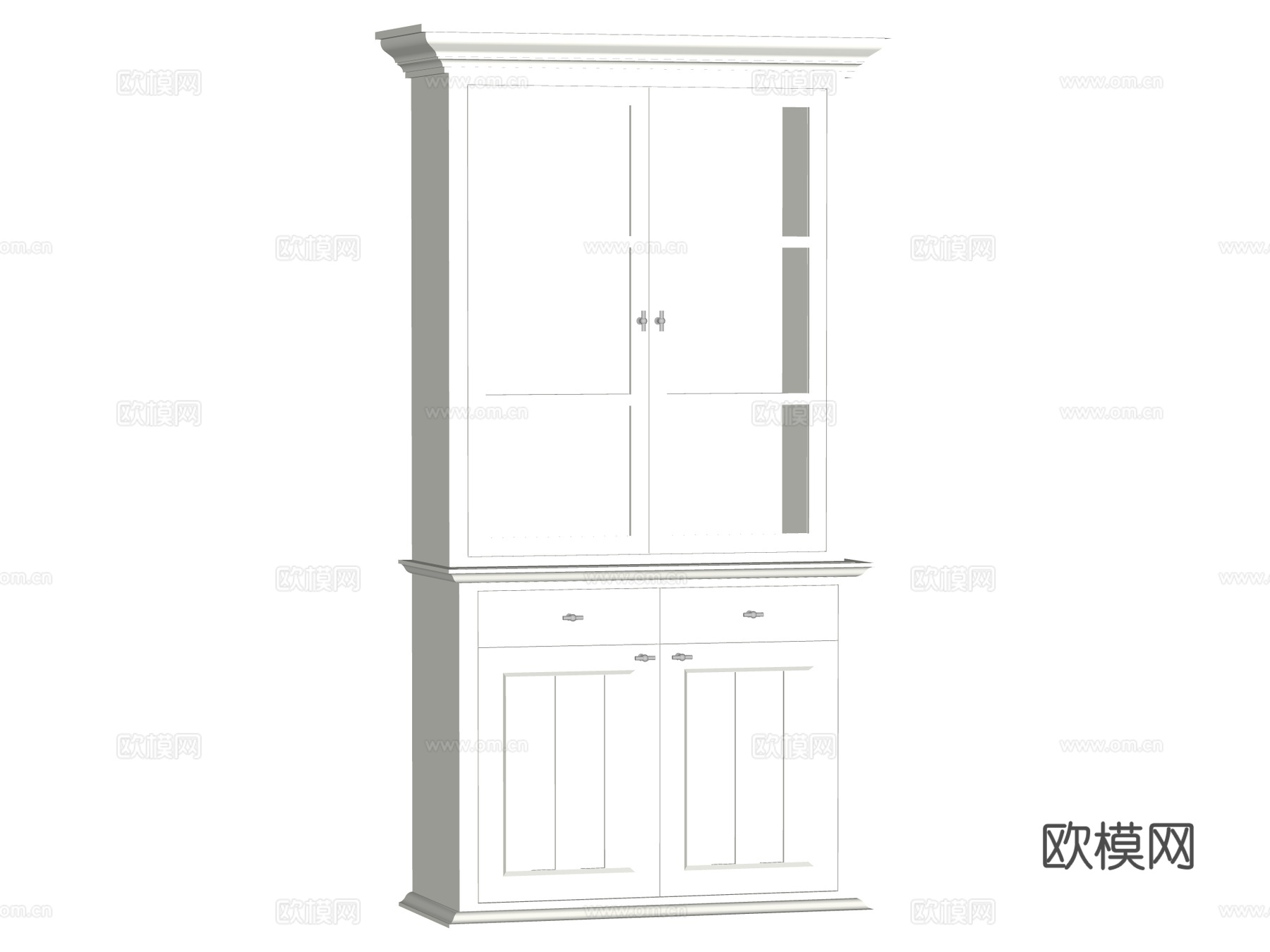 简欧边柜装饰柜储物柜su模型