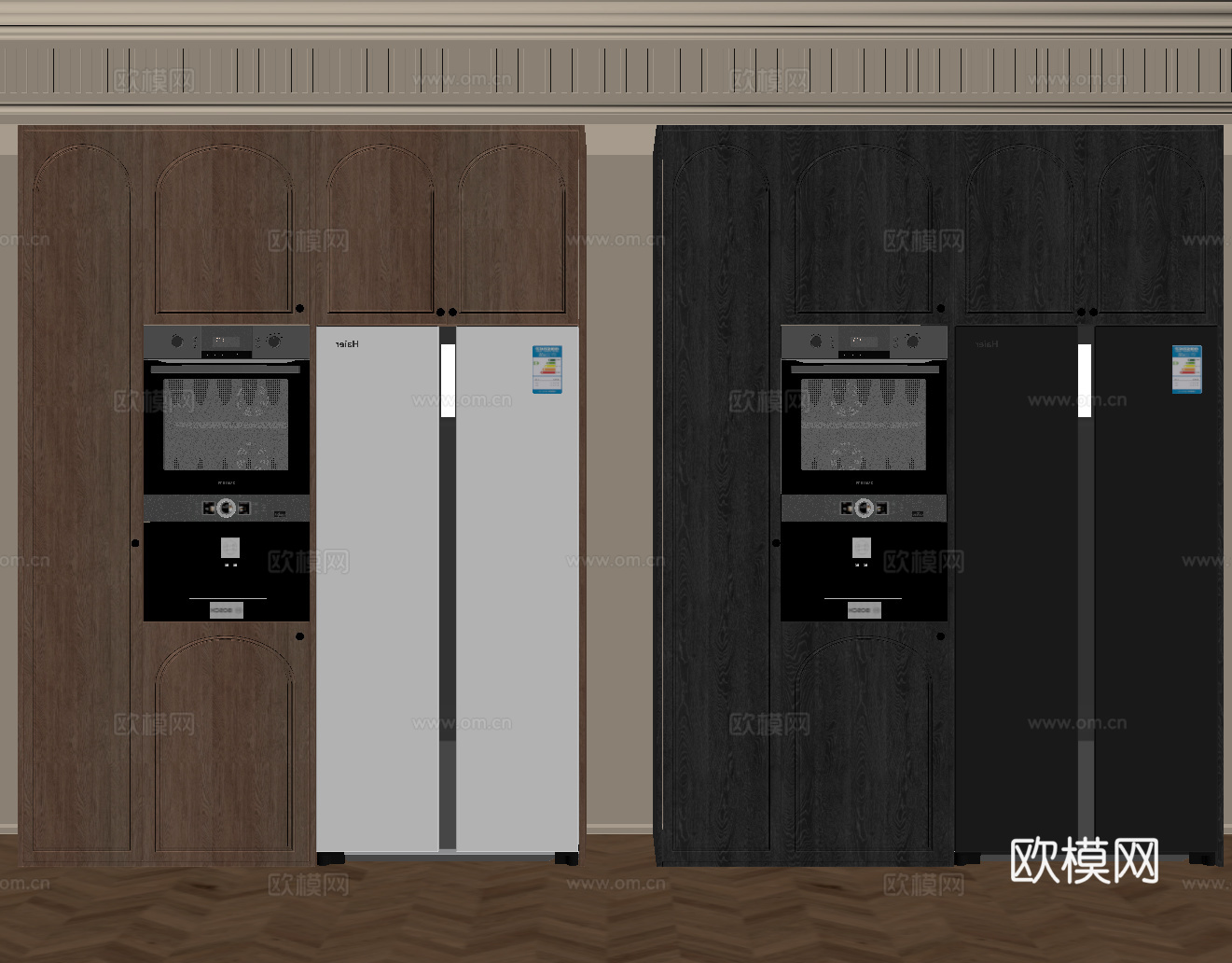 法式复古风冰箱柜 橱柜su模型