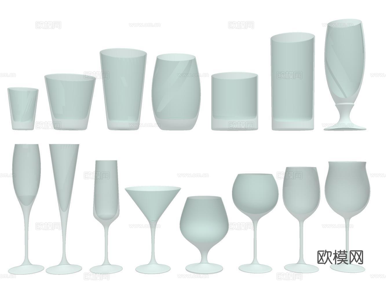 玻璃水杯su模型