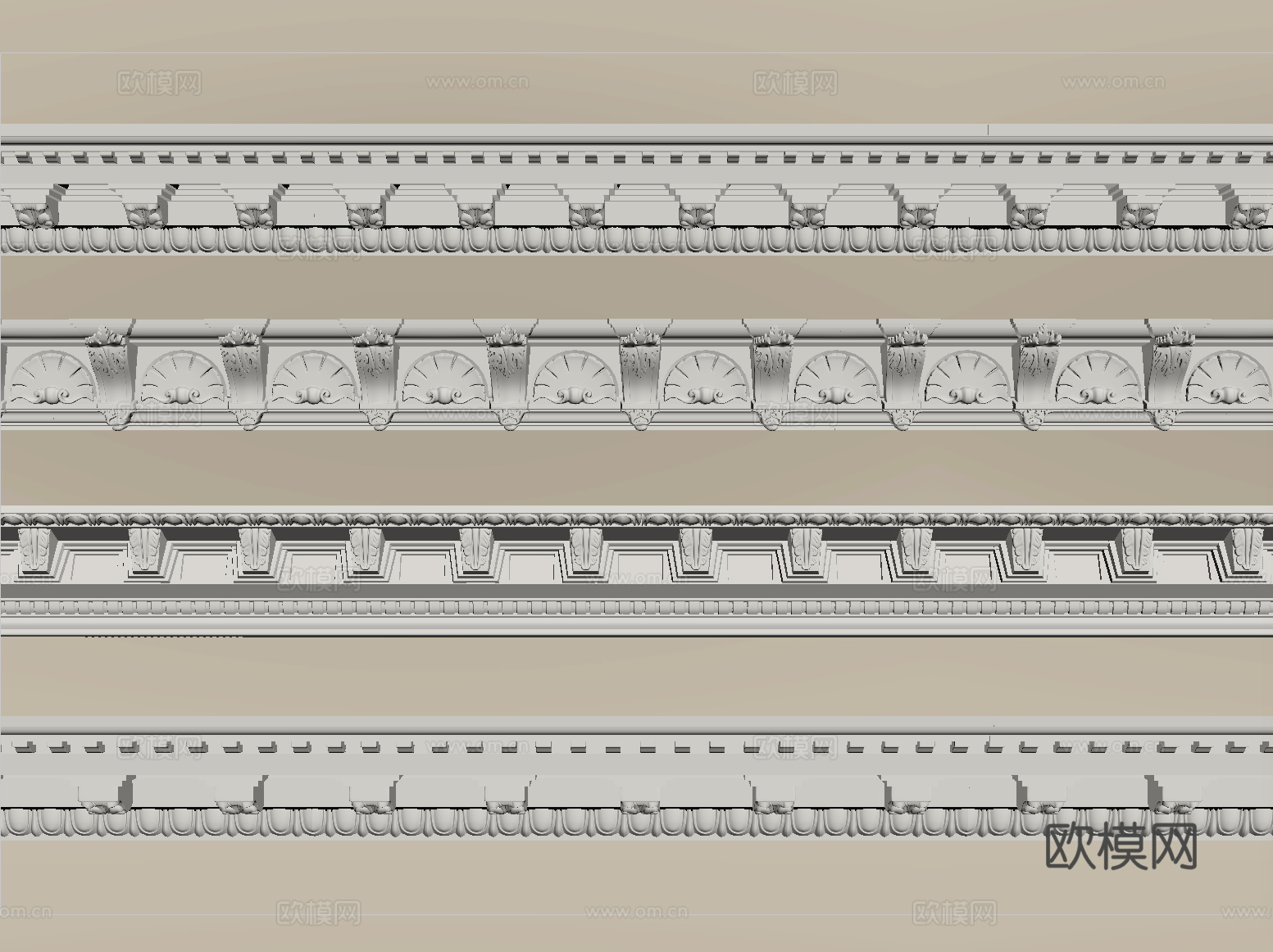 简欧石膏线 石膏构件 线条su模型