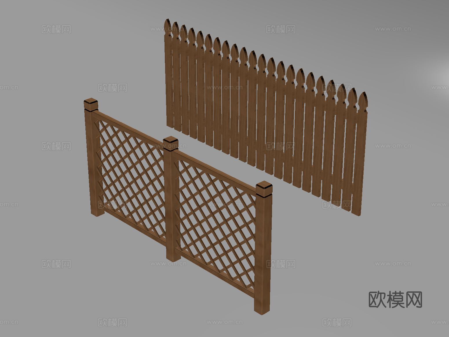新中式栅栏 护栏栏杆 围栏防护栏 花格栏杆su模型