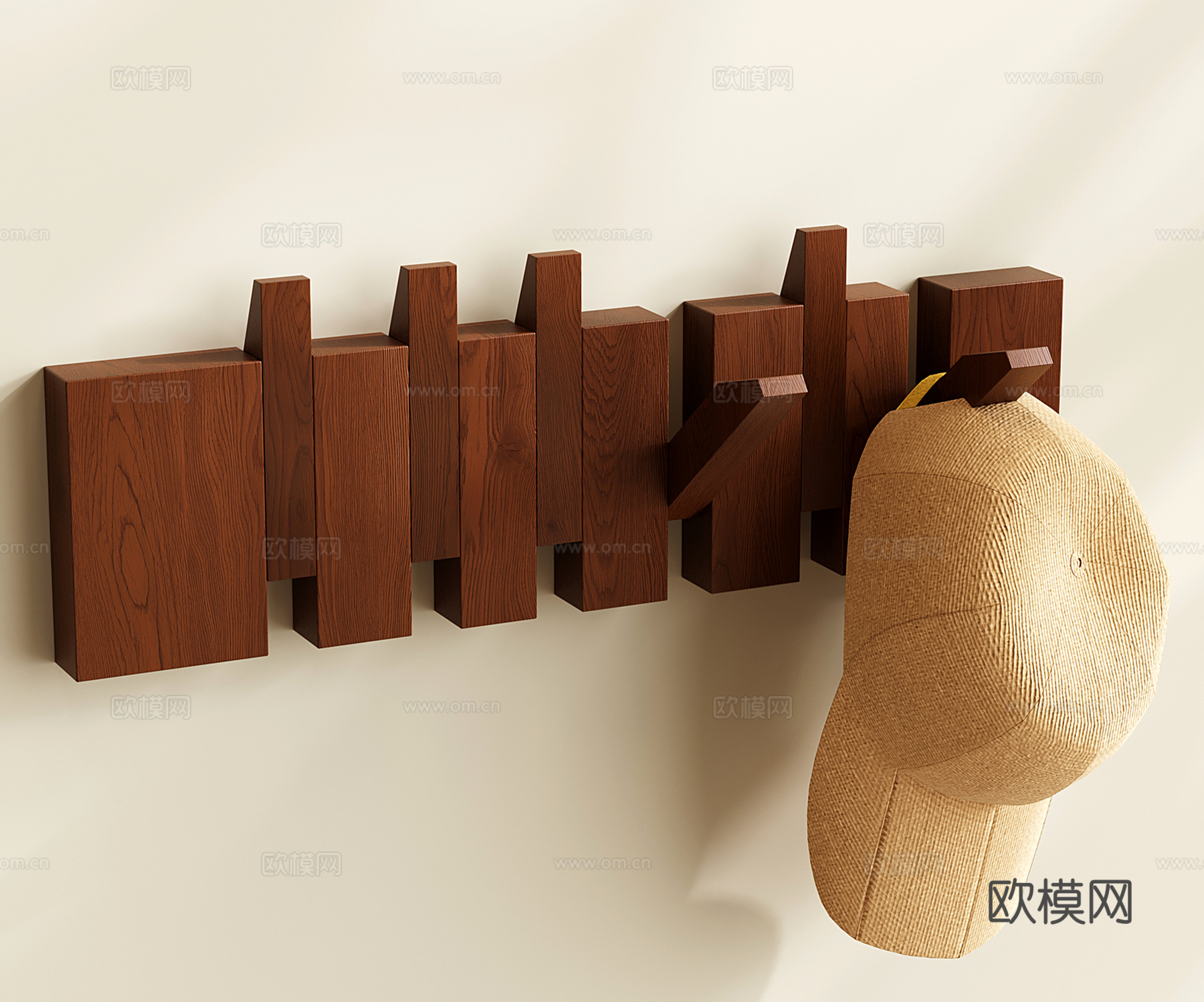 中古实木挂衣钩 壁挂衣帽钩 现代钢琴挂衣架su模型