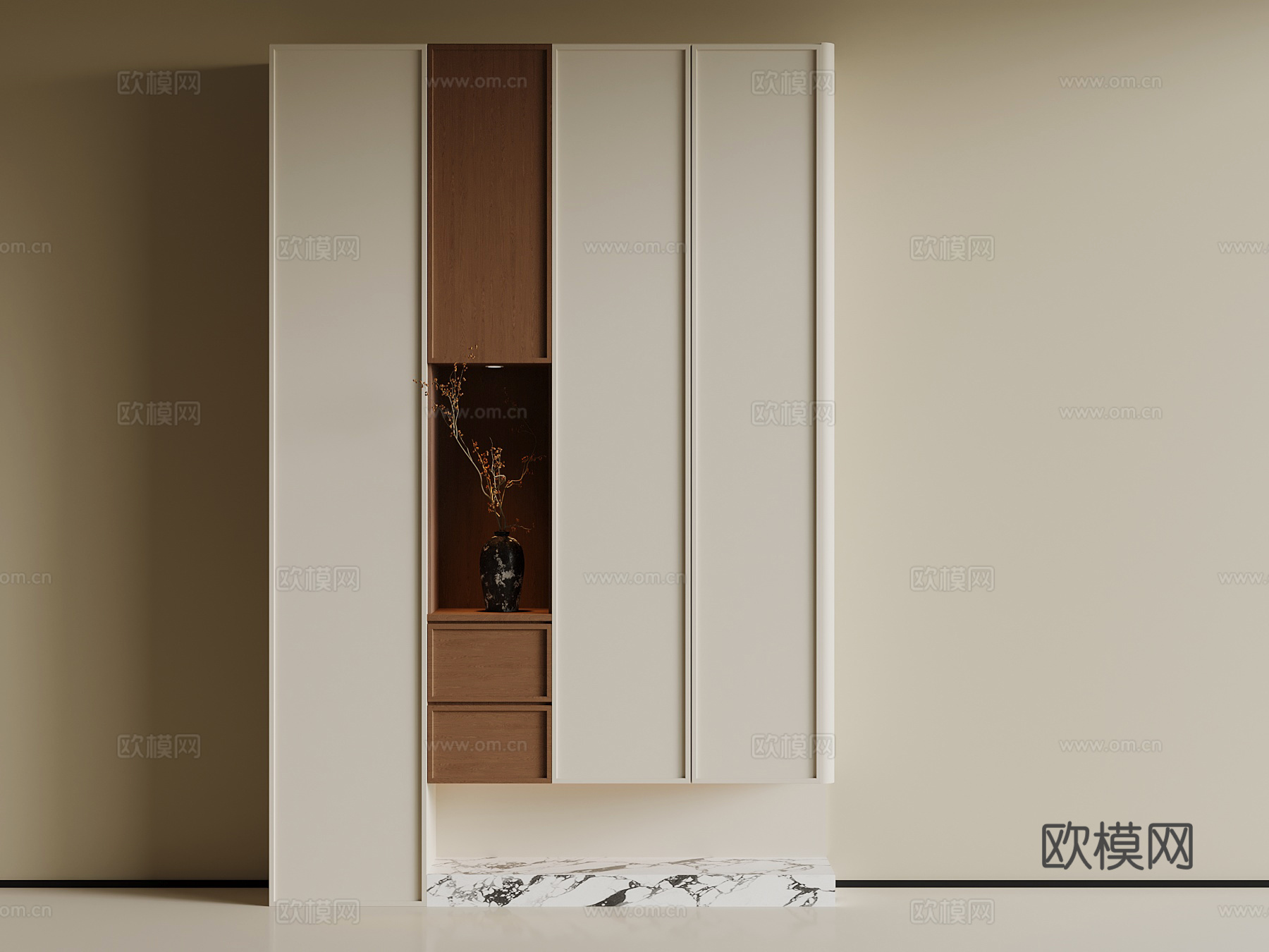 中古风玄关柜 鞋柜su模型