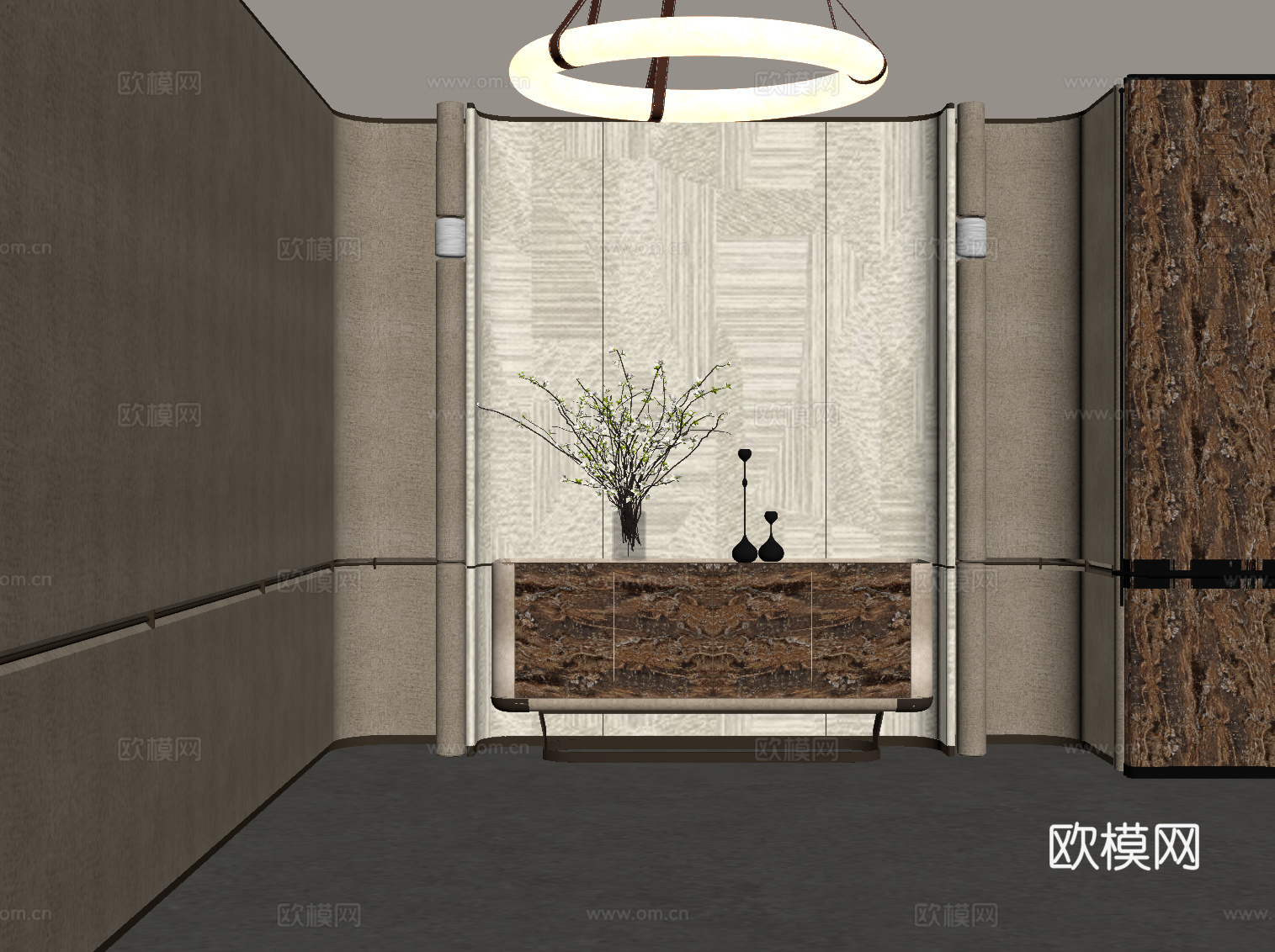 现代玄关 玄关柜 边柜 装饰柜su模型