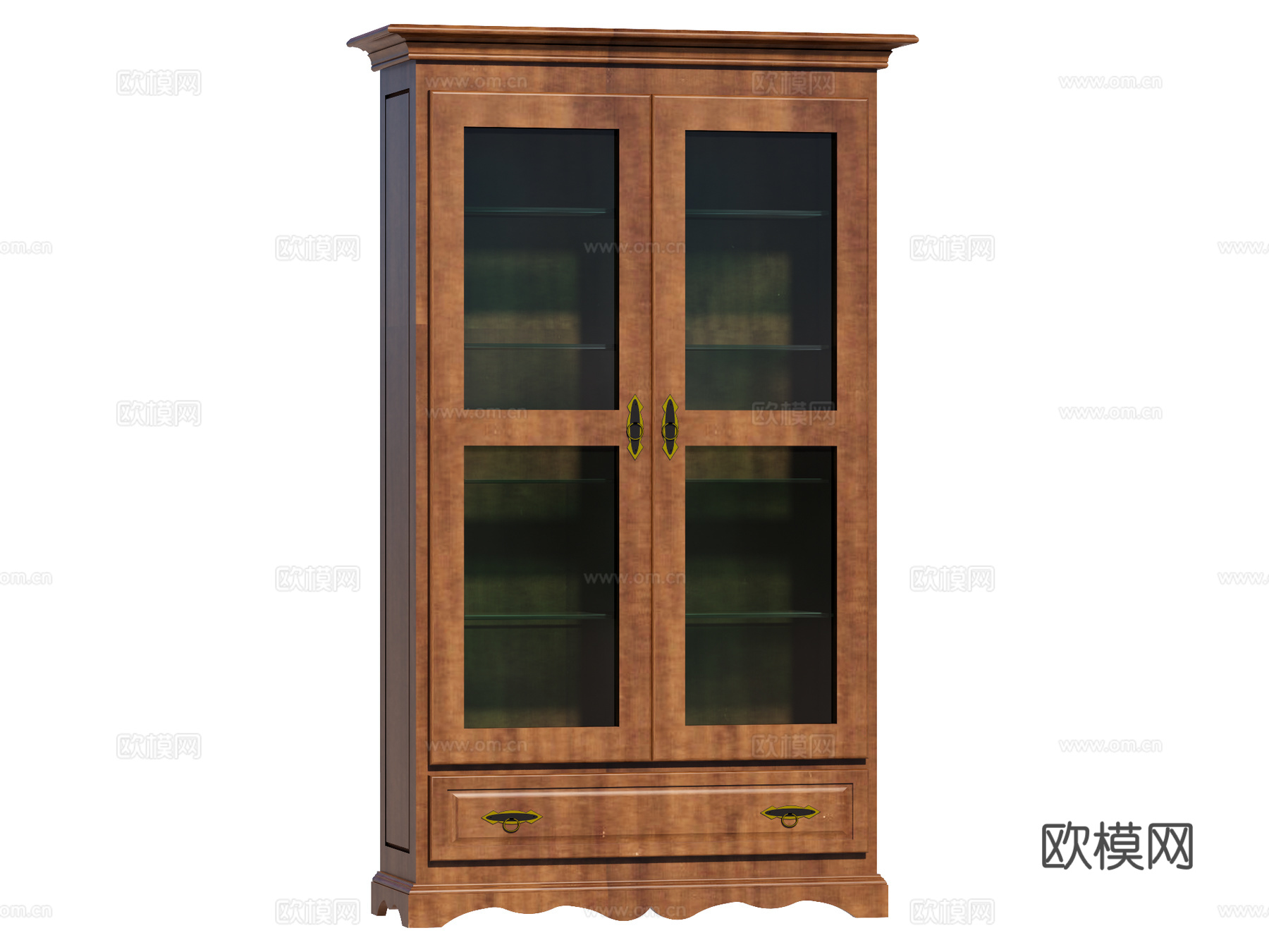 复古中古边柜装饰柜开放柜储物柜su模型