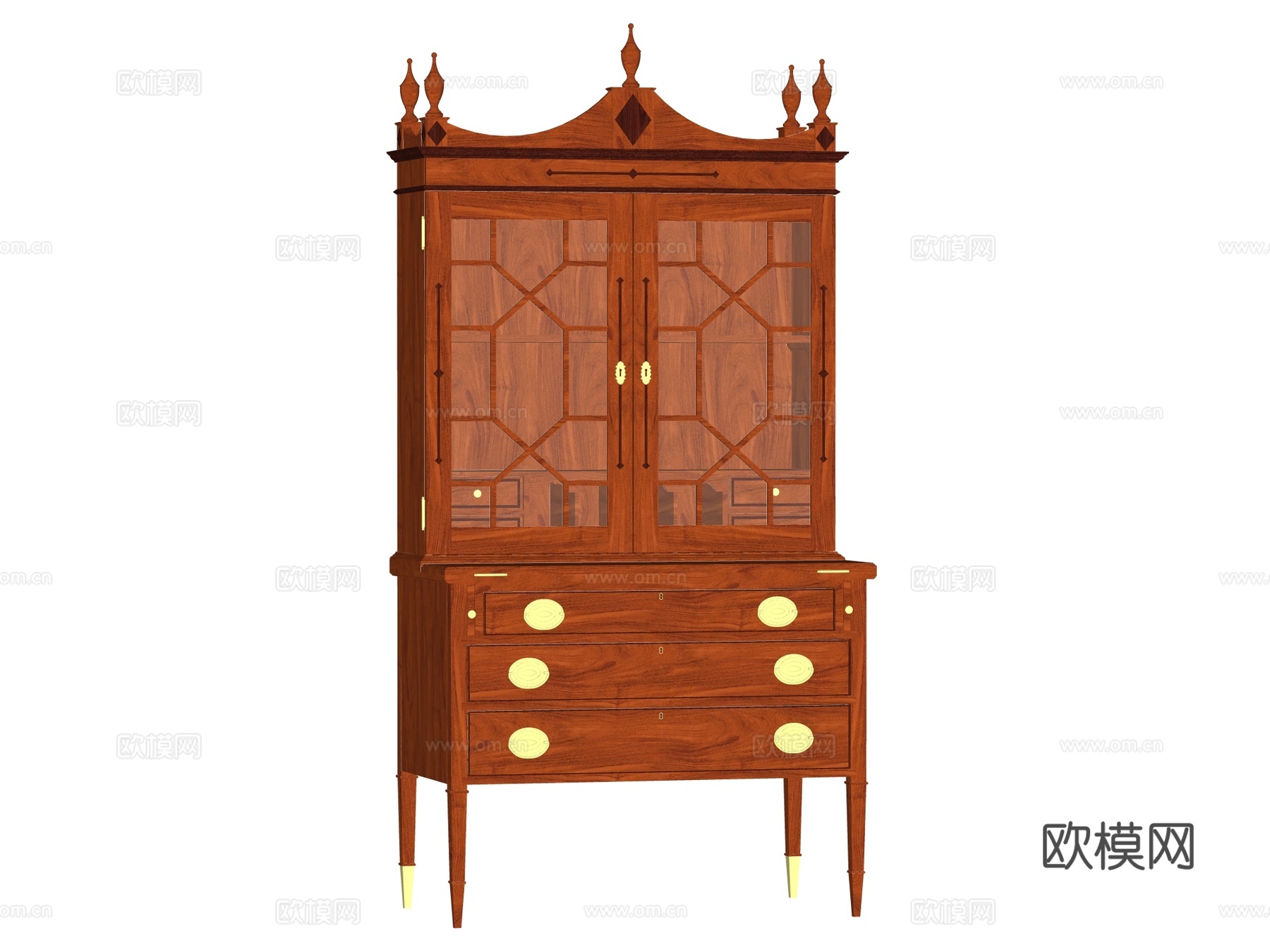 复古欧式边柜装饰柜储物柜su模型
