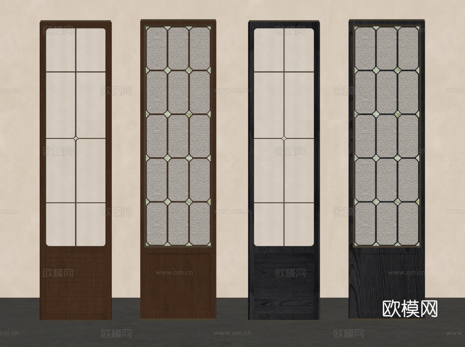 中古风屏风隔断su模型