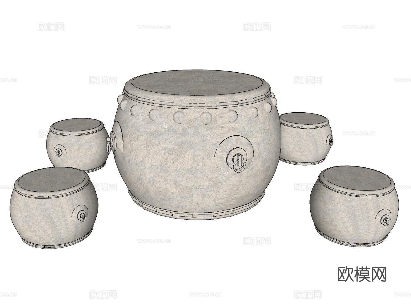 休闲桌椅su模型