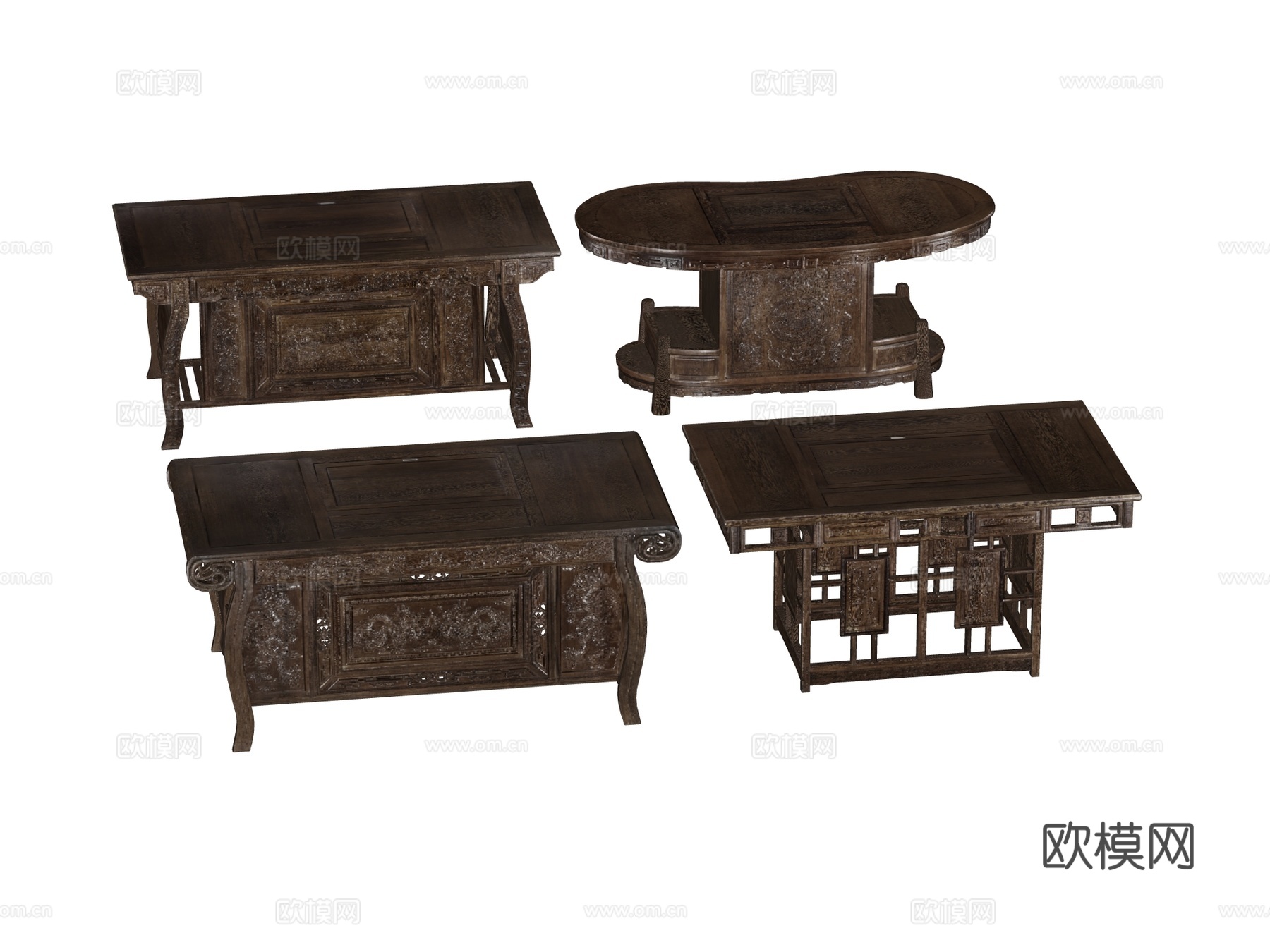 中式古董桌台端景台案台条案su模型su模型