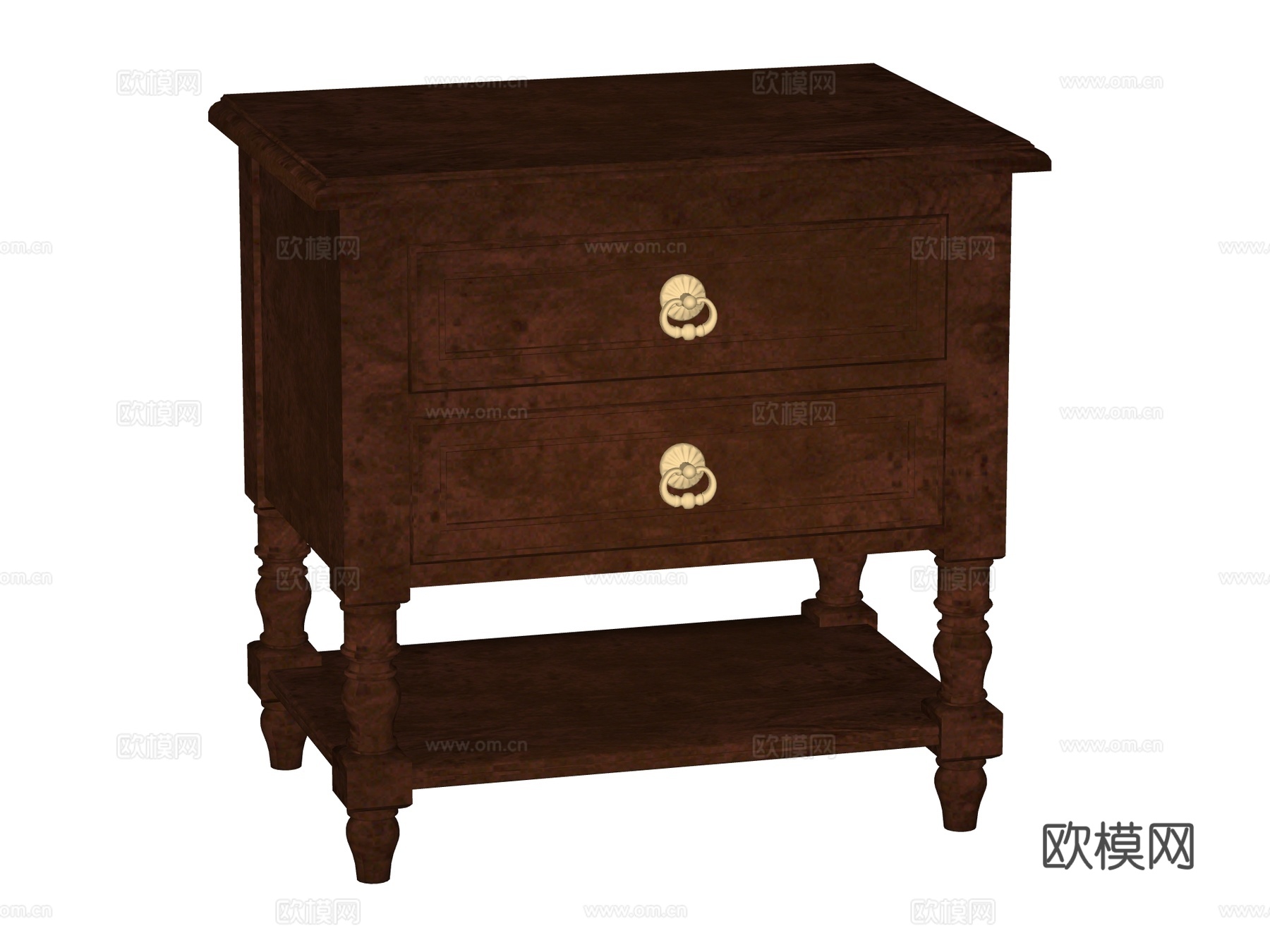 中古床头柜装饰柜角几su模型下载（渲染图2）