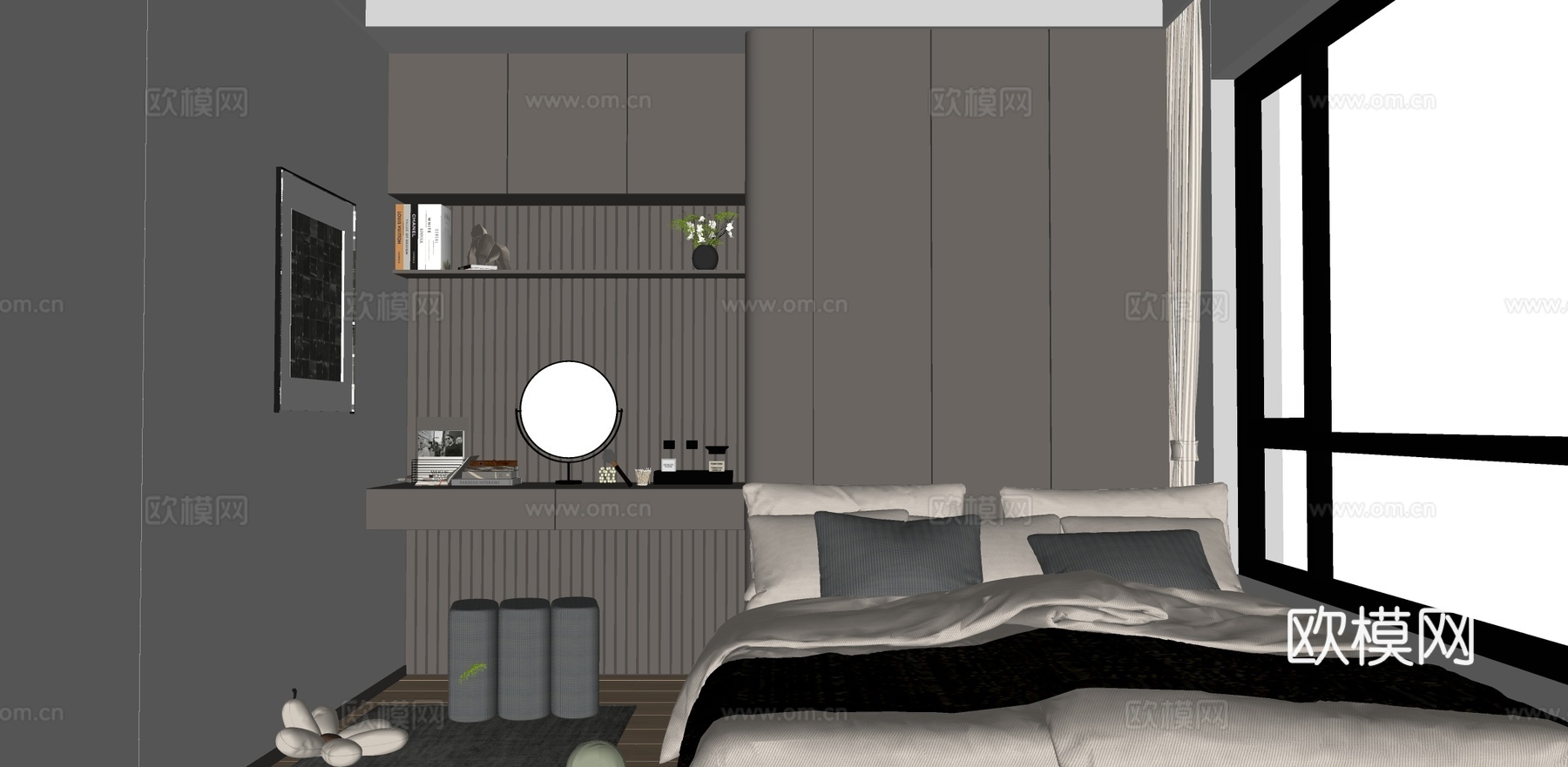 多功能房榻榻米su模型