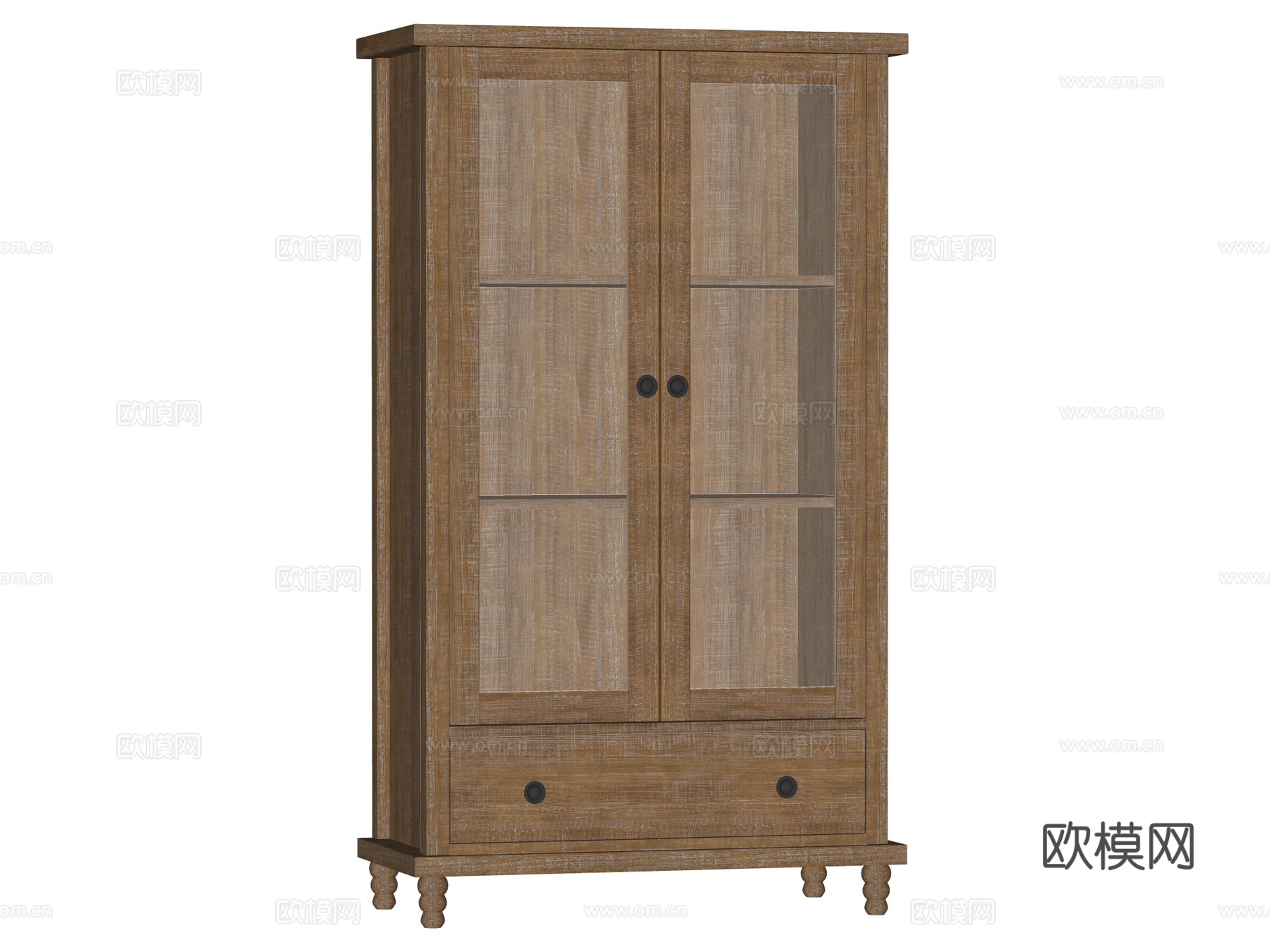 复古中古边柜装饰柜开放柜储物柜su模型