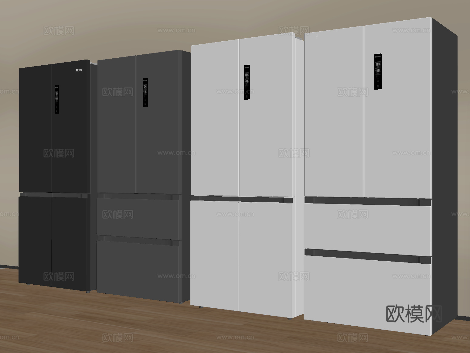 现代冰箱 四门冰箱su模型