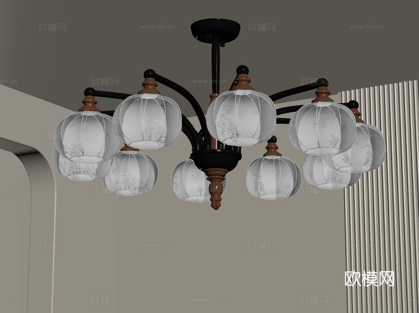 法式吊灯 中古客厅吊灯 复古吊灯su模型