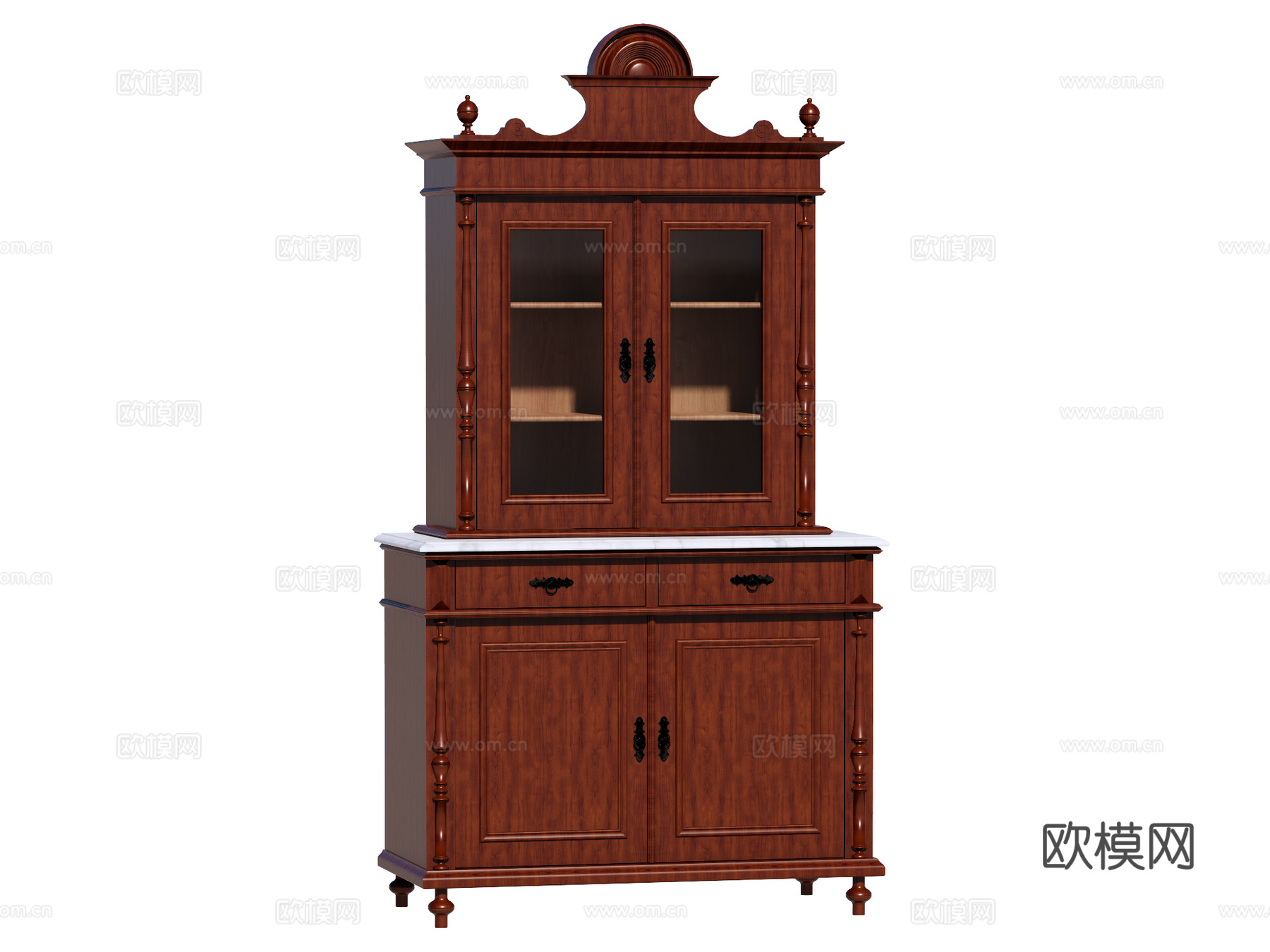 复古欧式边柜装饰柜储物柜su模型