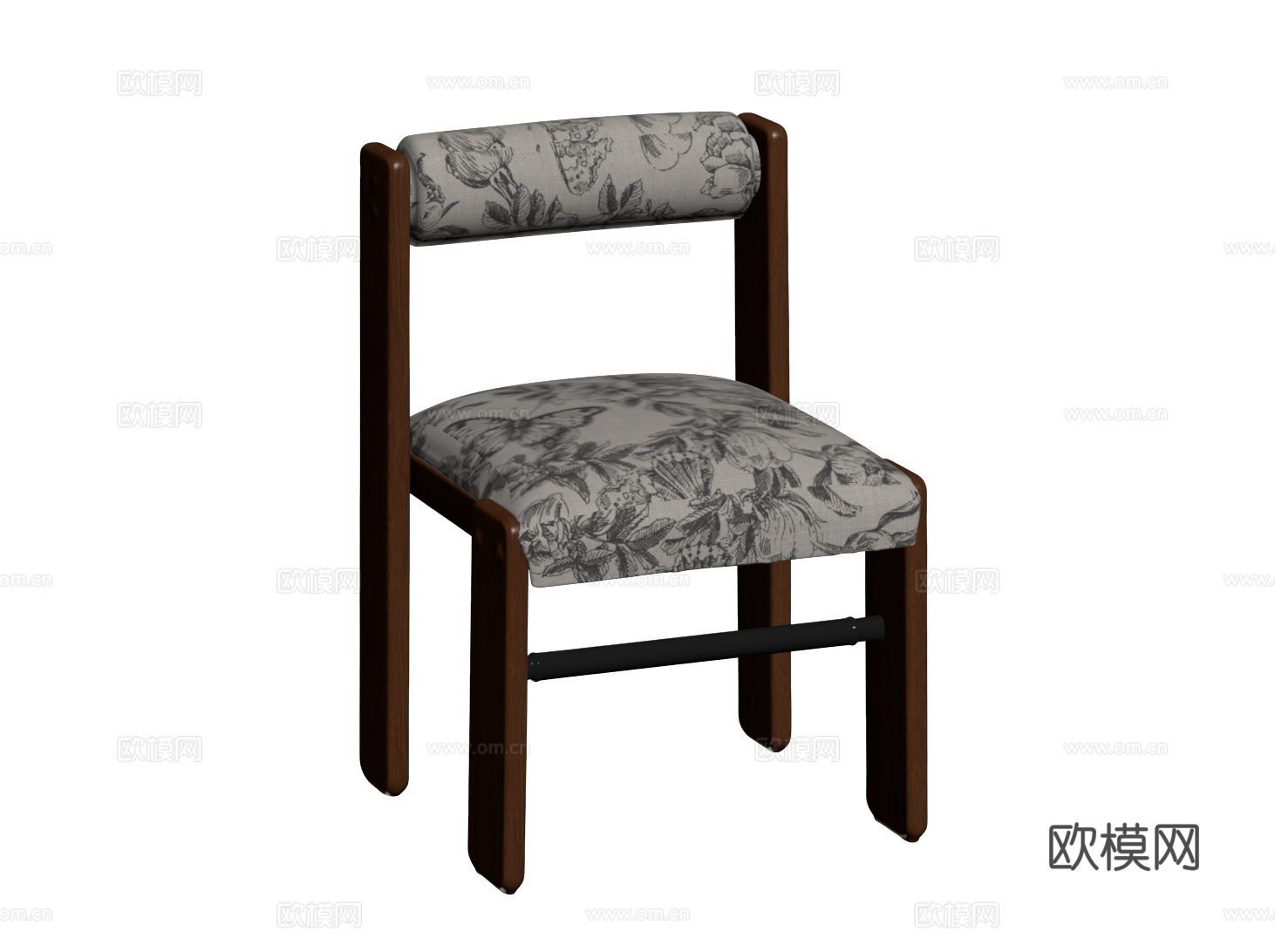 复古实木餐椅 休闲书桌椅 中古单椅su模型